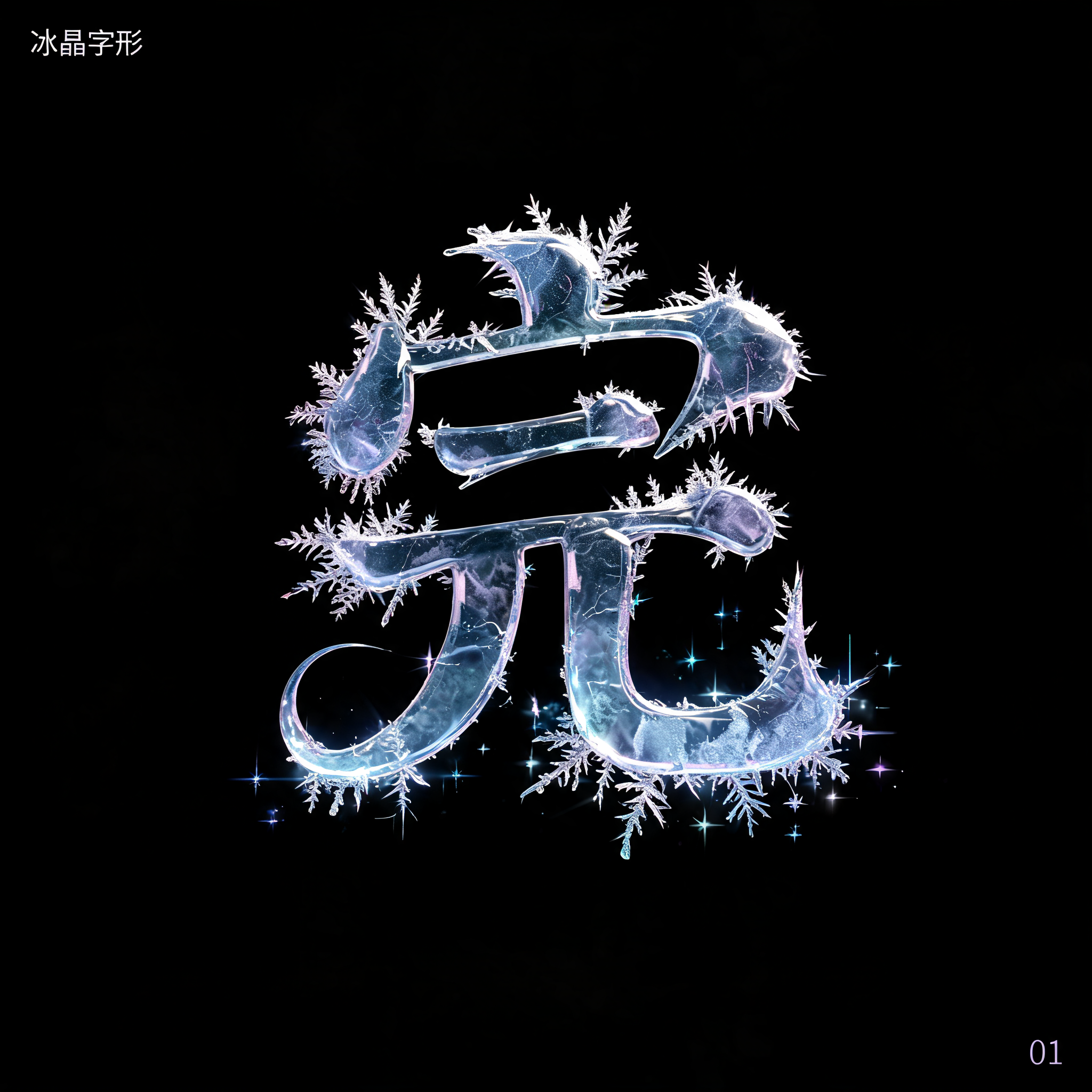 "完
冰晶字形
01" — Glass | AI Text Effect Generator