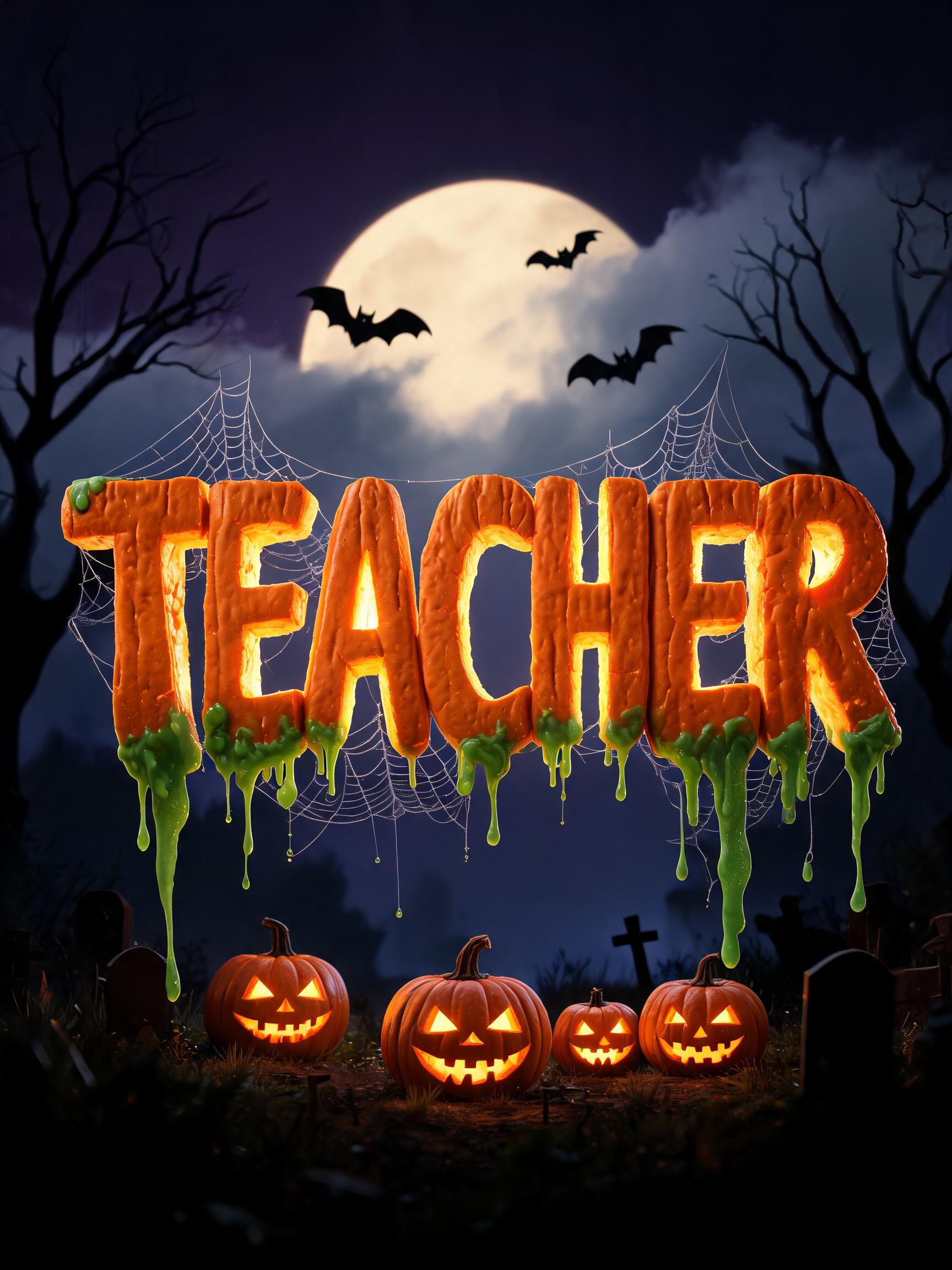 "Teacher" — Halloween text effect