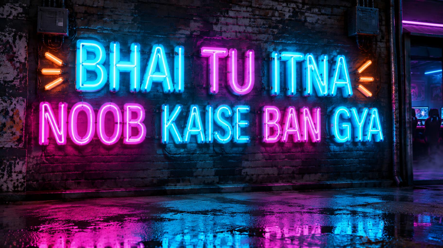 "BHAI TU ITNA NOOB KAISE BAN GYA" — Neon Glow | AI Text Effect Generator
