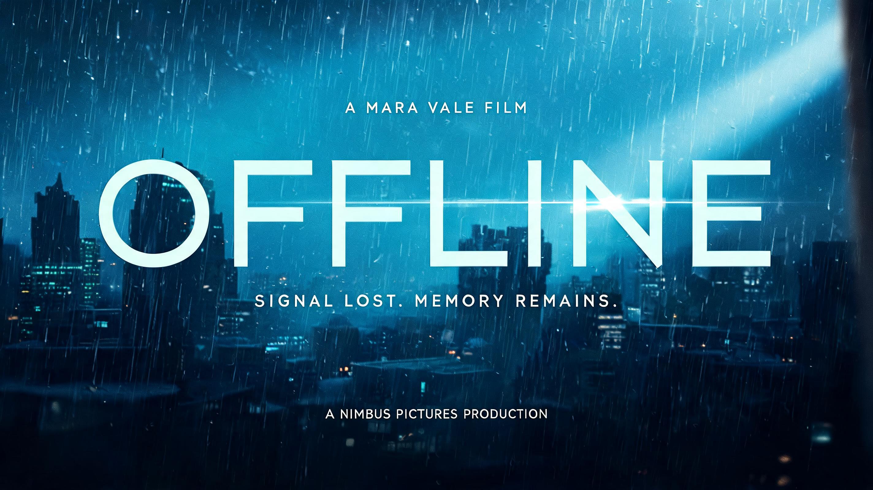 "OFFLINE
A MARA VALE FILM
SIGNAL LOST. MEMORY REMAINS.
A NIMBUS PICTURES PRODUCTION" — Cinematic Netflix | AI Text Effect Generator