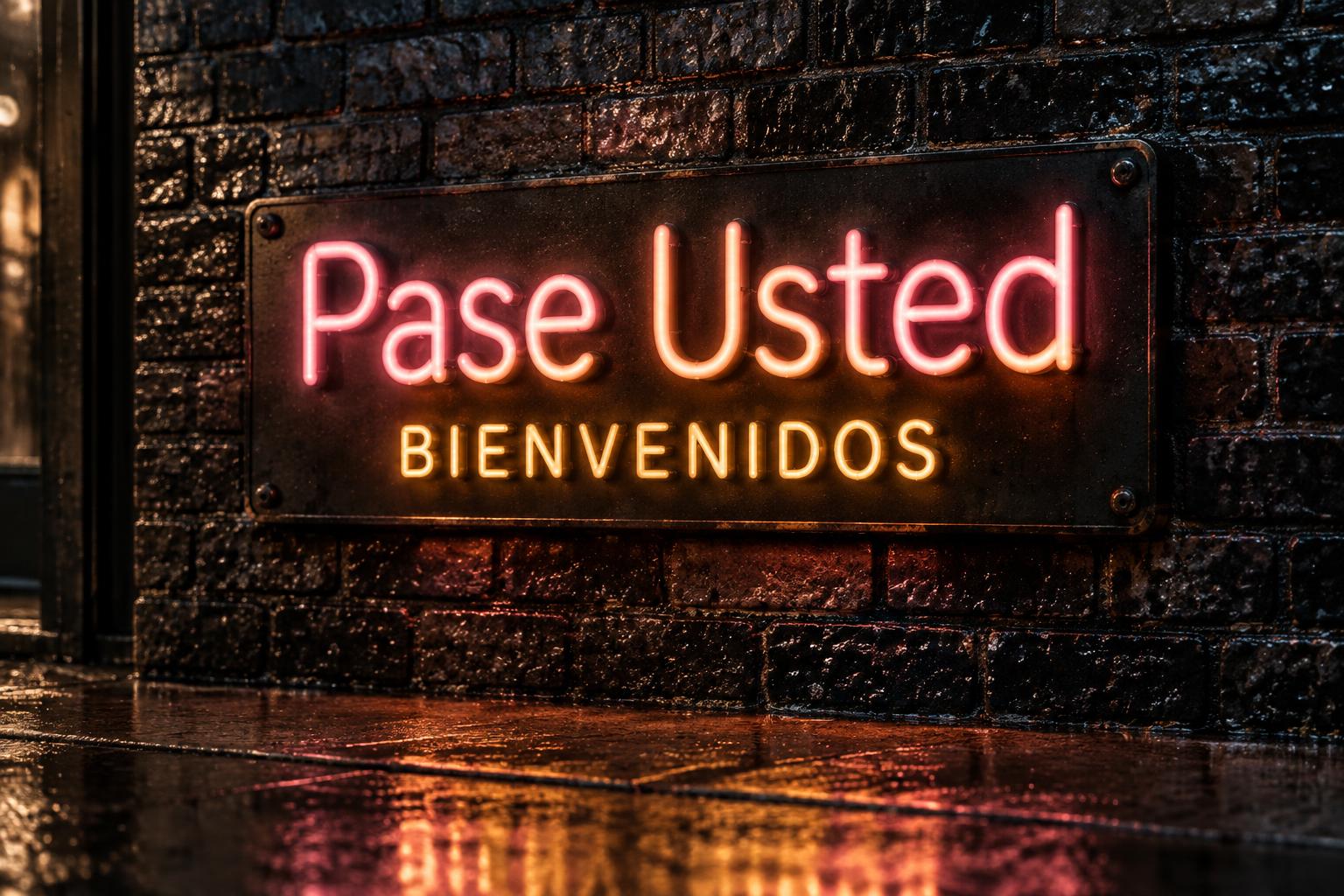 "Pase Usted
BIENVENIDOS" — Neon Sign | AI Text Effect Generator