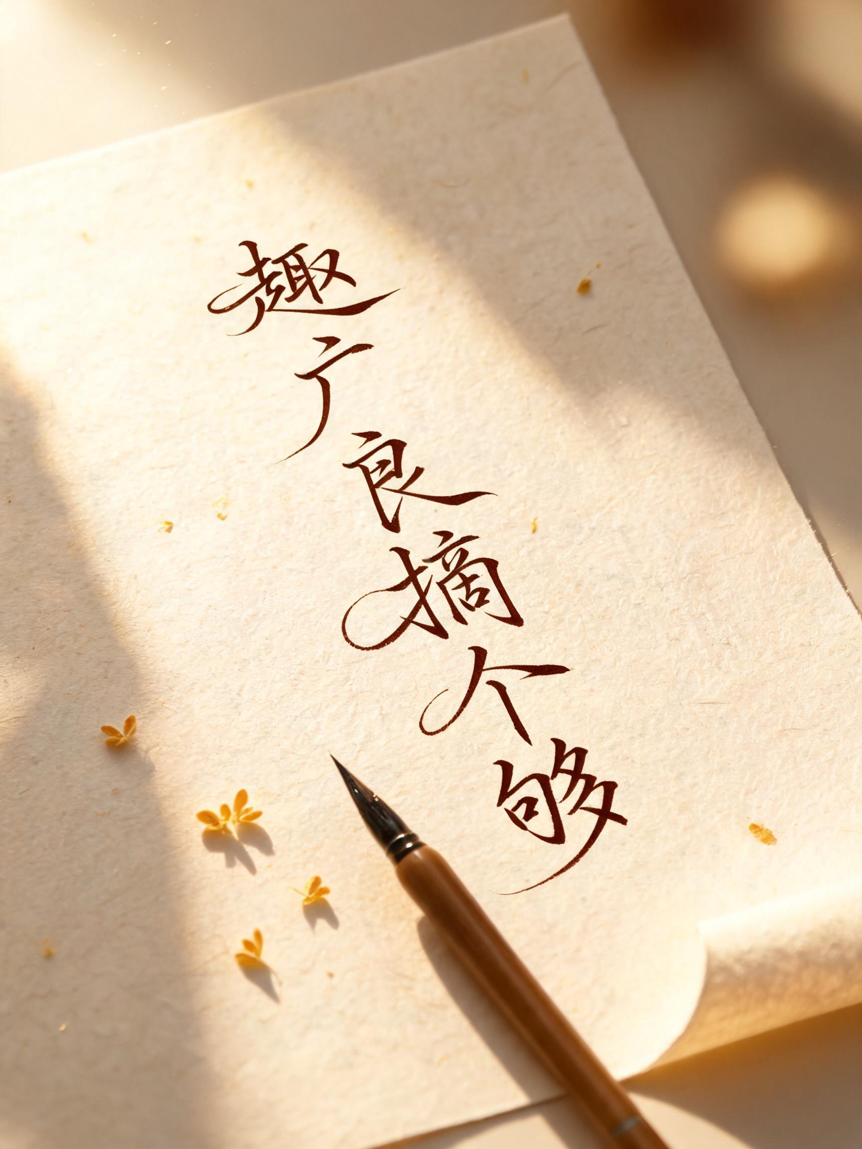 "趣广良摘个够" — Handwritten Script | AI Text Effect Generator