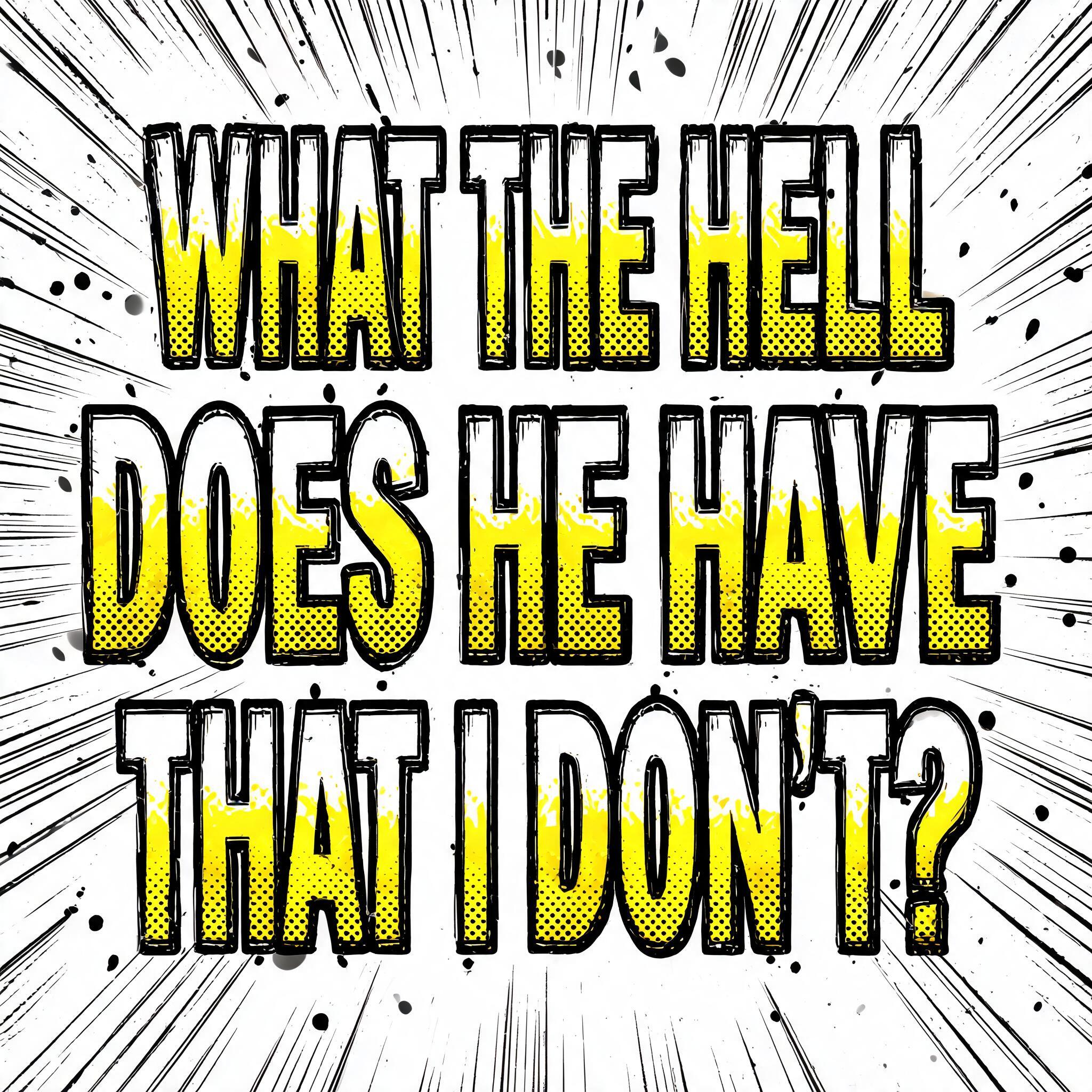 "WHAT THE HELL DOES HE HAVE THAT I DON'T?" — Comic Book | AI Text Effect Generator