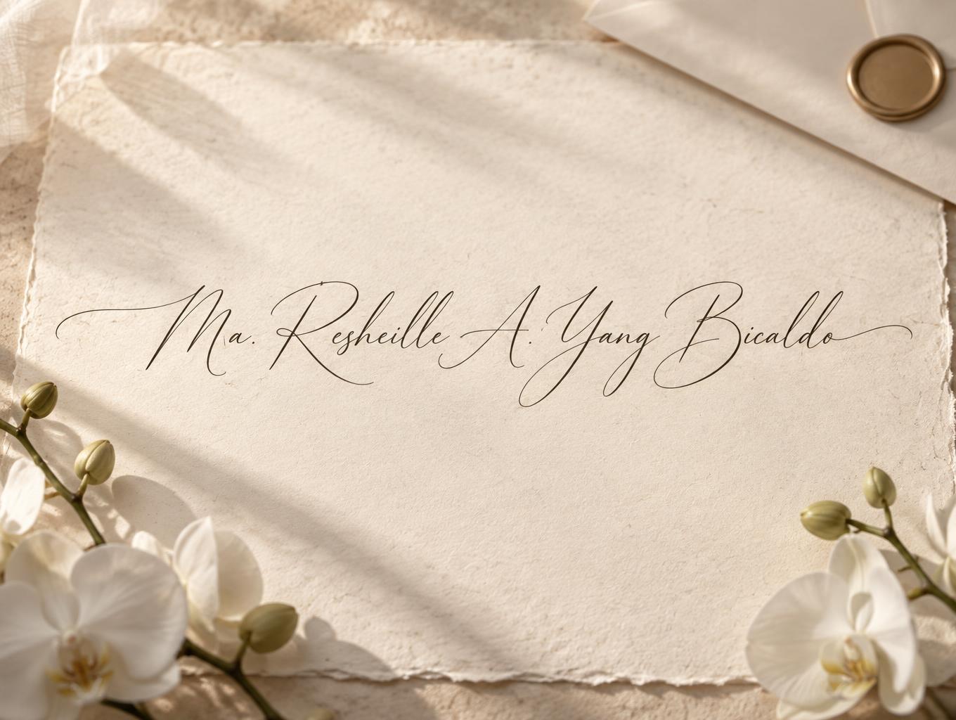 "Ma. Resheille A. Yang Bicaldo" —  | AI Text Effect Generator