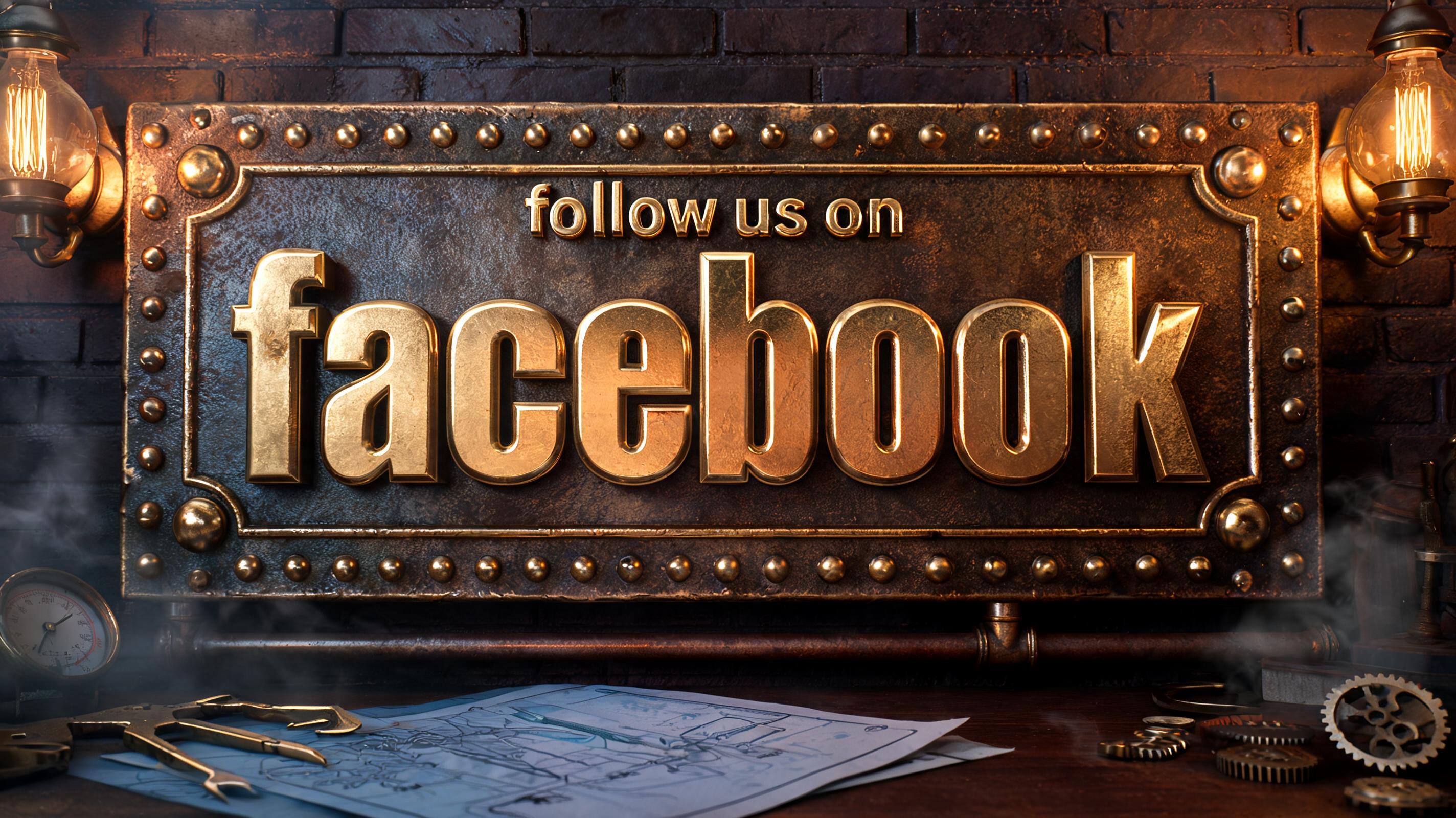 "follow us on facebook" — Steampunk | AI Text Effect Generator