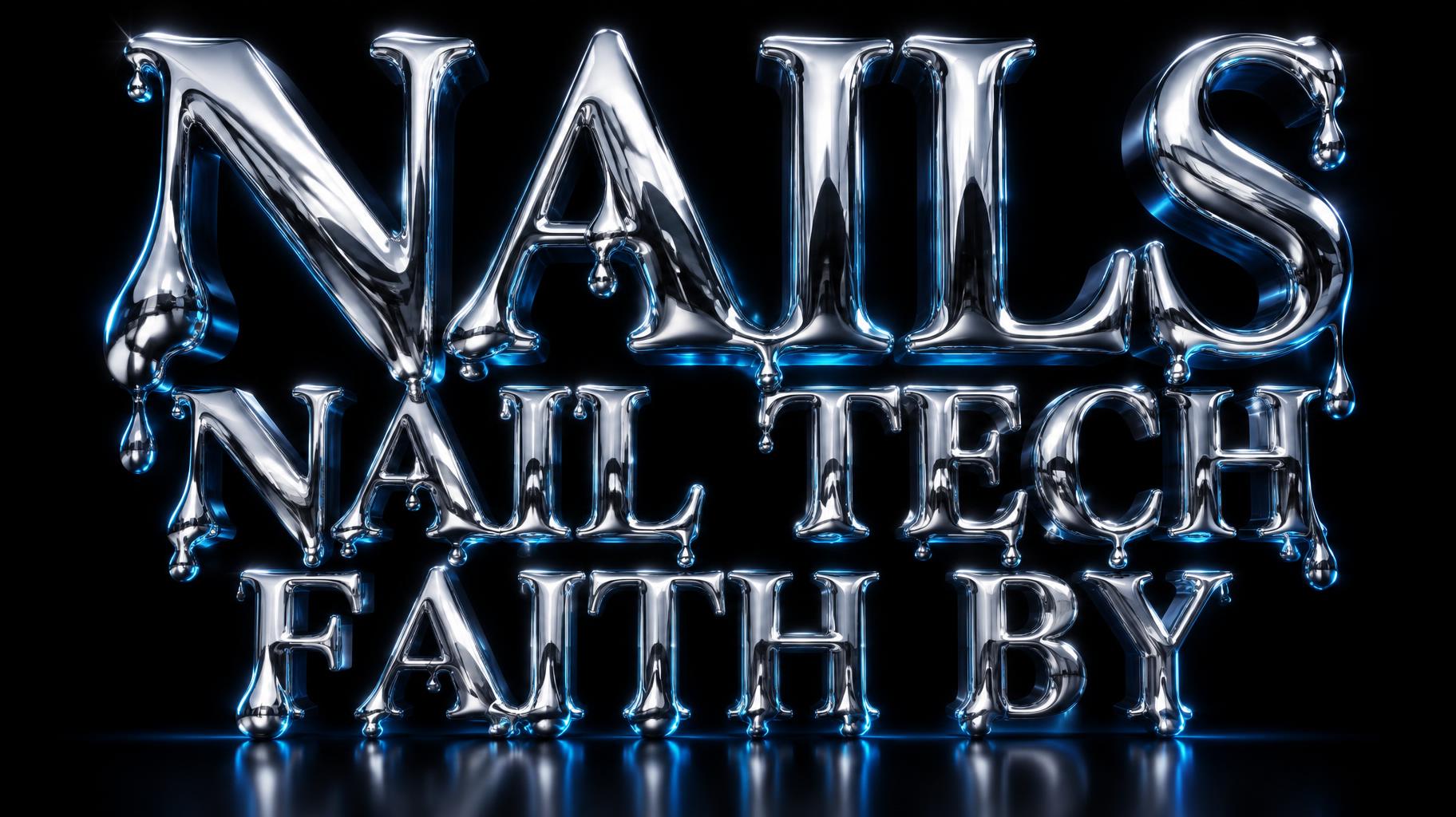 "NAILS NAIL TECH FAITH BY" — Chrome Metal 3d | AI Text Effect Generator