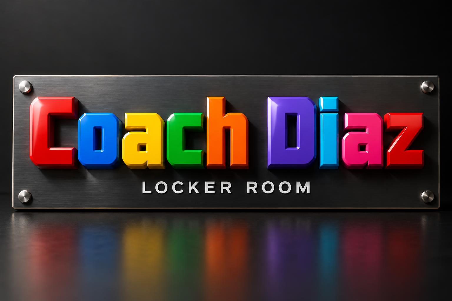 "Coach Diaz
LOCKER ROOM" — 3d Bold | AI Text Effect Generator