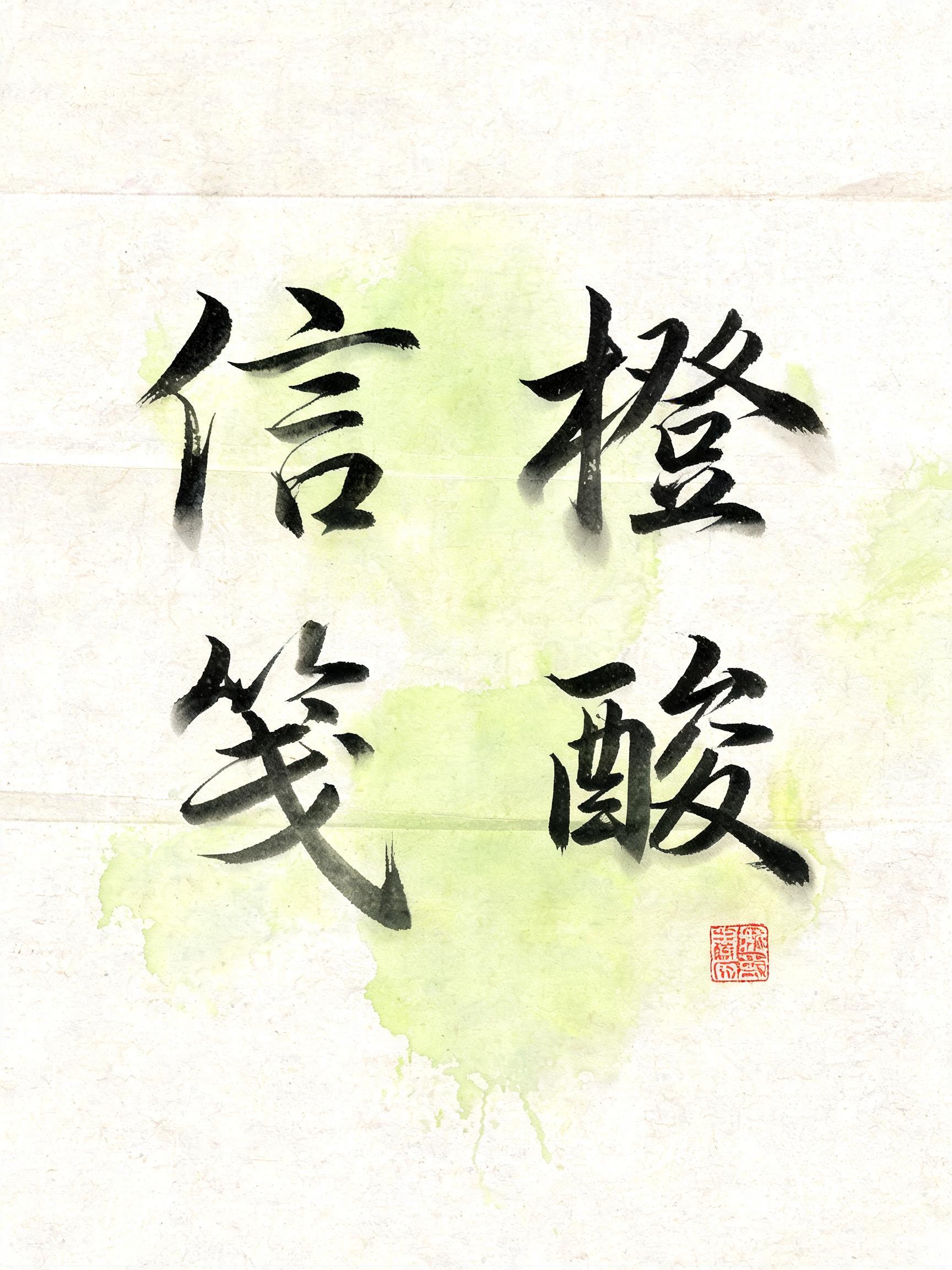 "酸橙色信笺" — Brush Chinese Ink | AI Text Effect Generator