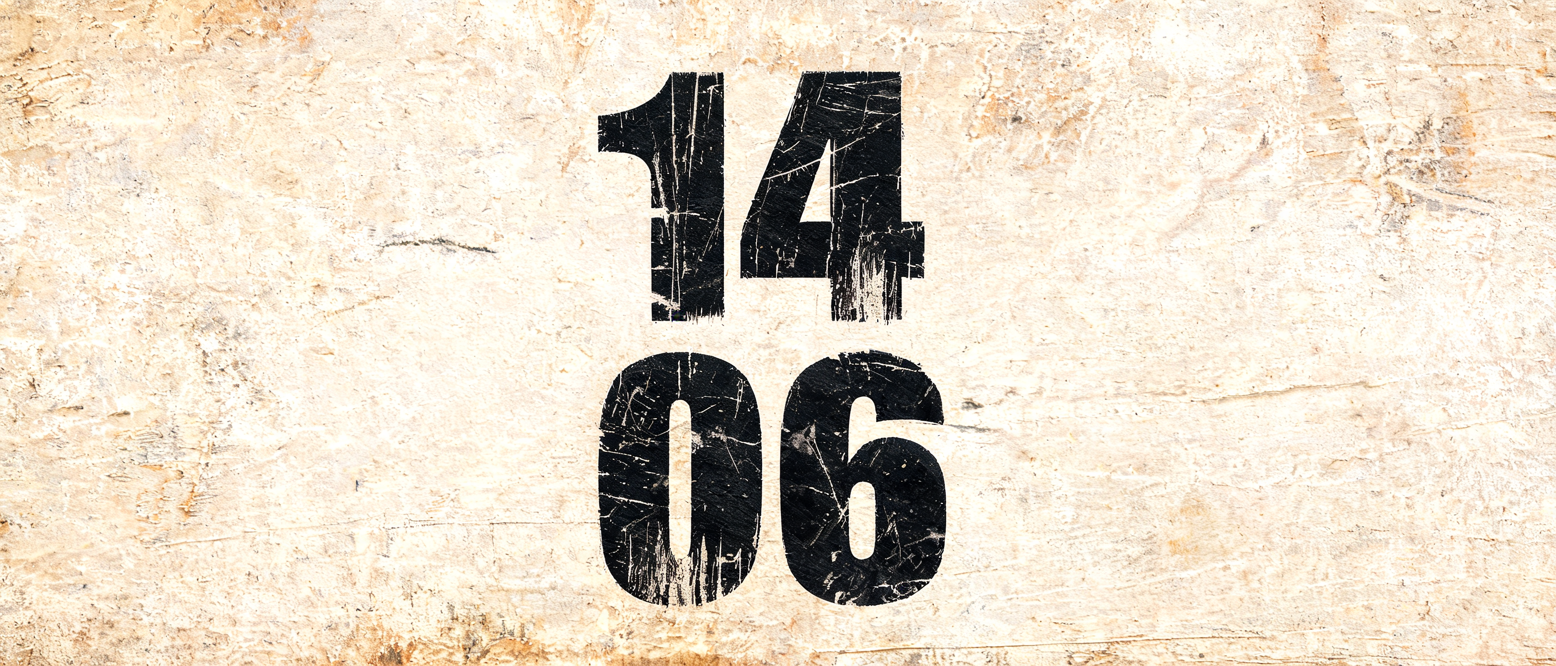 "Create a unique custom typography design using the exact numbers "14" on the top and "06" directly below it.

Arrange the numbers as a sophisticated two-level composition:
14
06

Make both lines visually connected and harmonious, with elegant geometr" — Brush Dry text effect