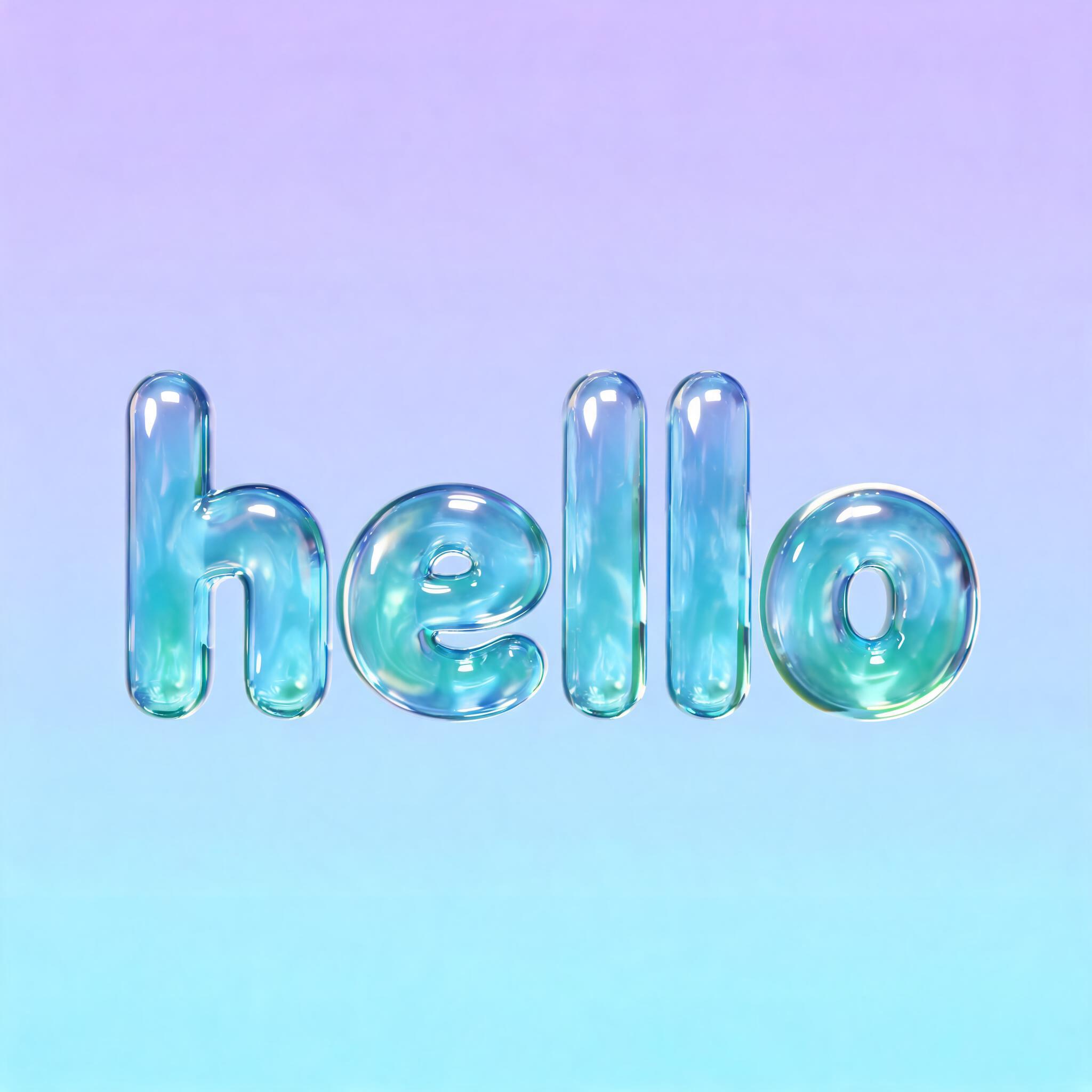 "hello" — Glass Liquid | AI Text Effect Generator