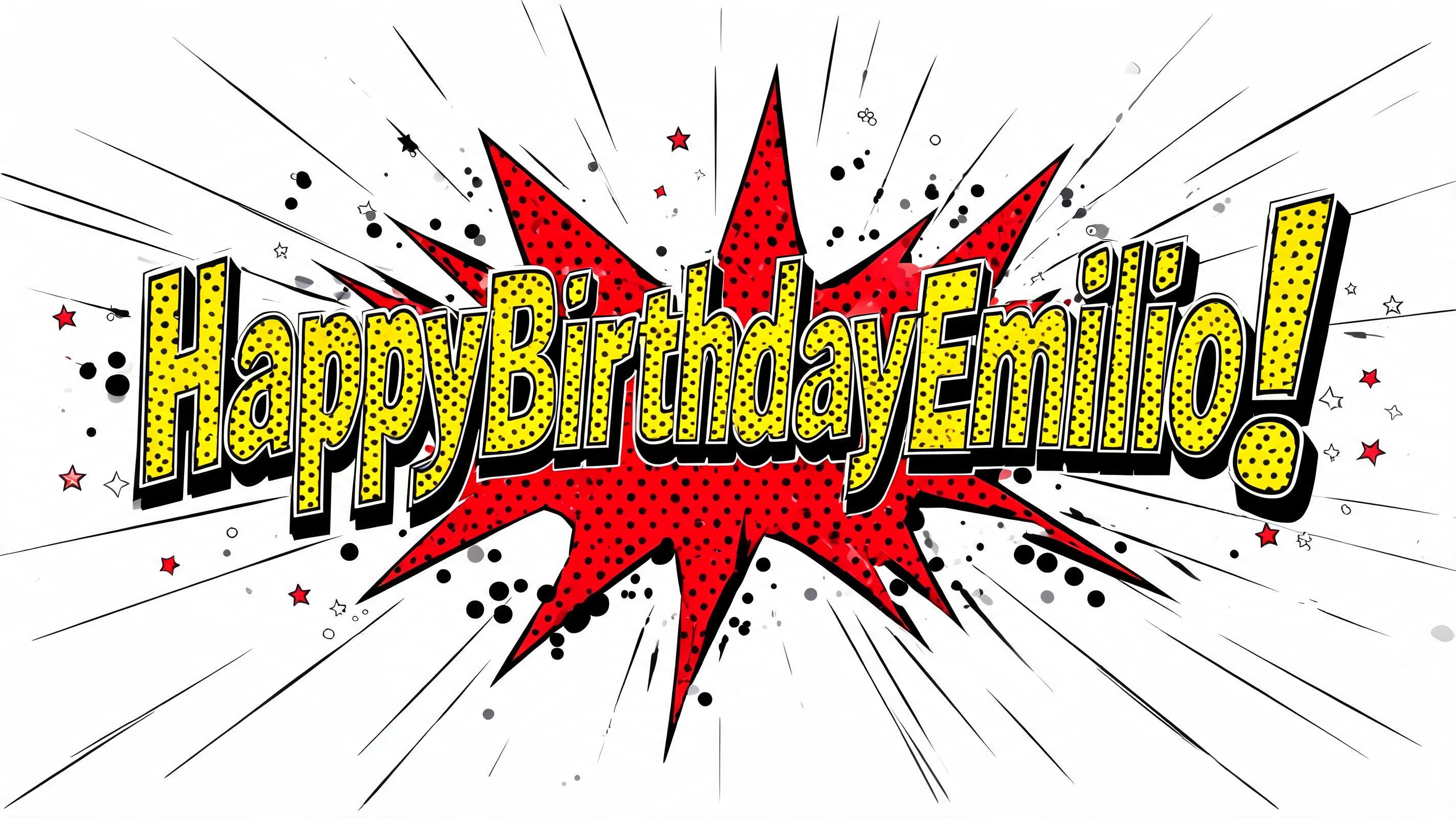 "HappyBirthdayEmilio!" — Comic Book | AI Text Effect Generator
