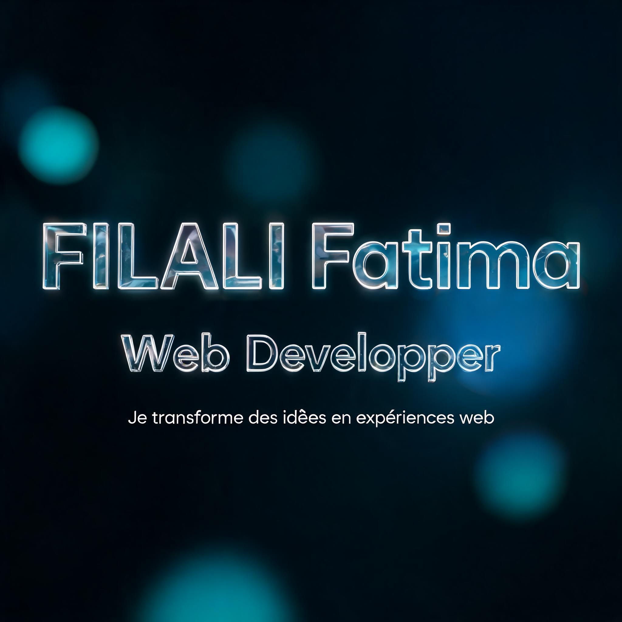 "FILALI Fatima
Web Developper
Je transforme des idées en expériences web" — Glass Morphism text effect