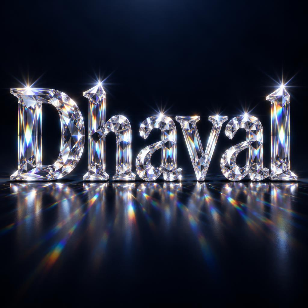 "Dhaval" — Glass Crystal | AI Text Effect Generator