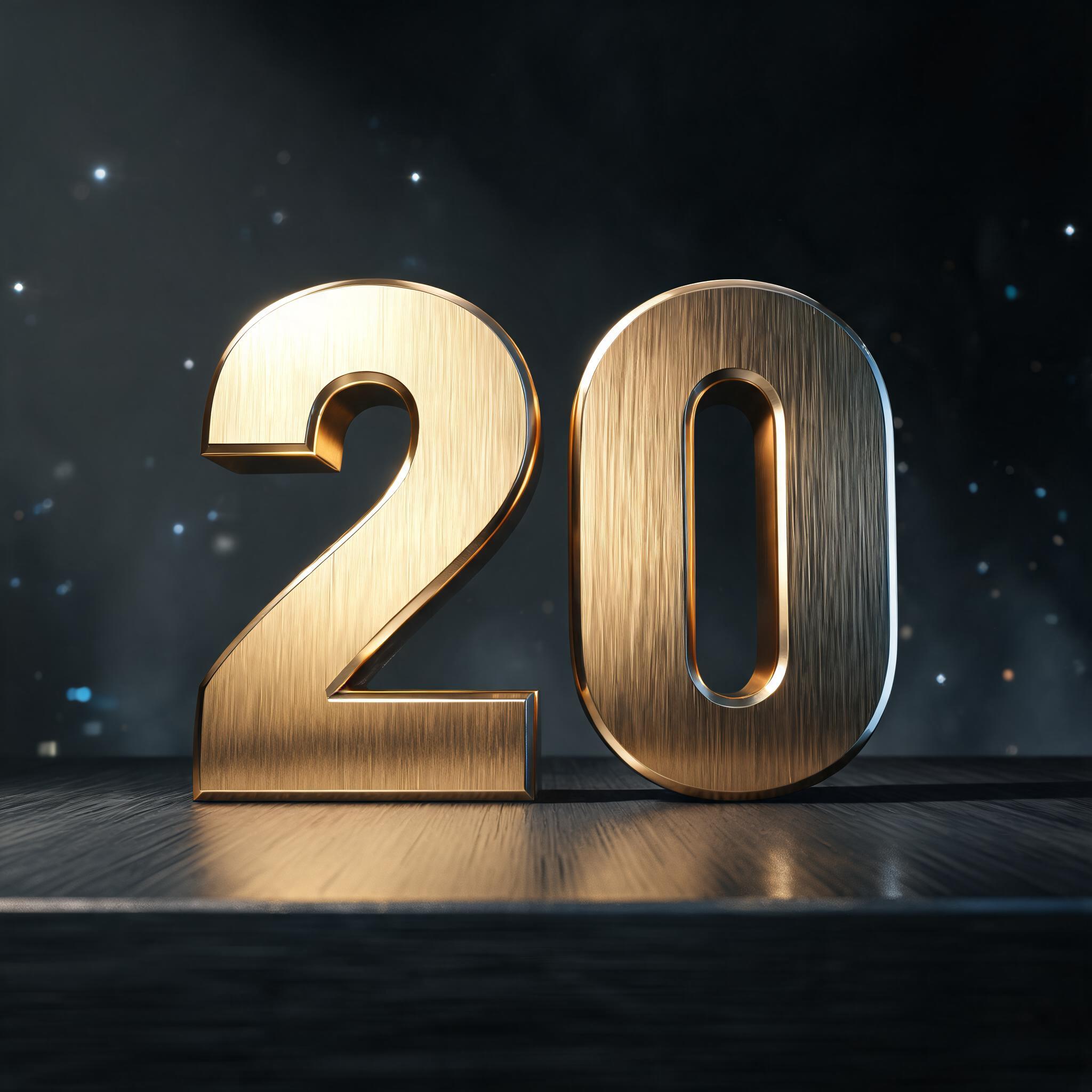 "20" — Metallic | AI Text Effect Generator