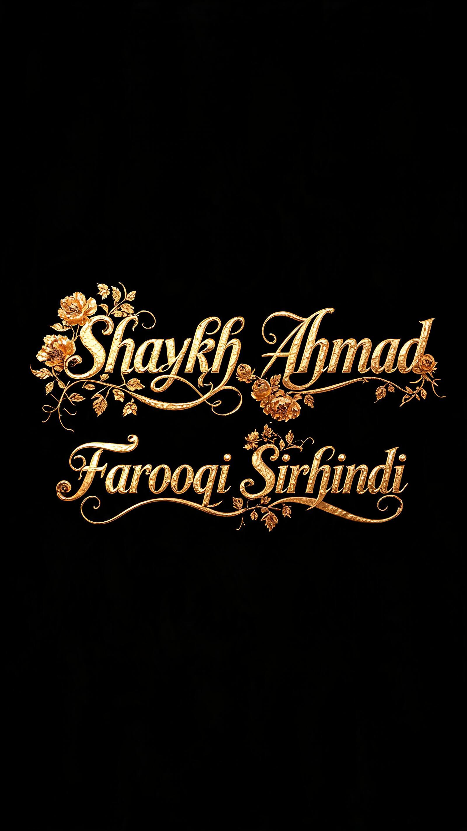 "Shaykh Ahmad
Farooqi Sirhindi" — Luxury Gold text effect