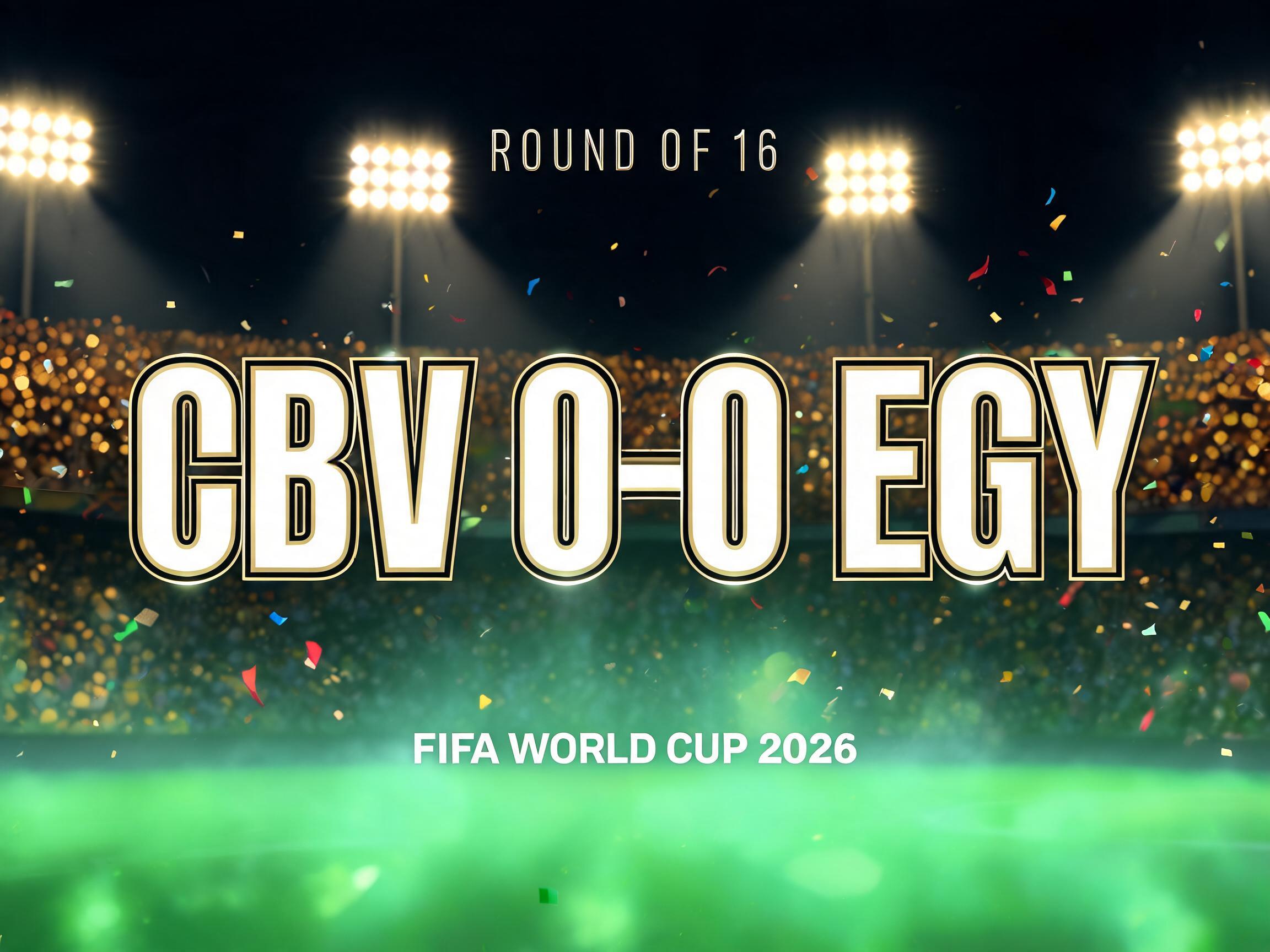 "CBV 0-0 EGY
ROUND OF 16
FIFA WORLD CUP 2026" — Sports Football | AI Text Effect Generator
