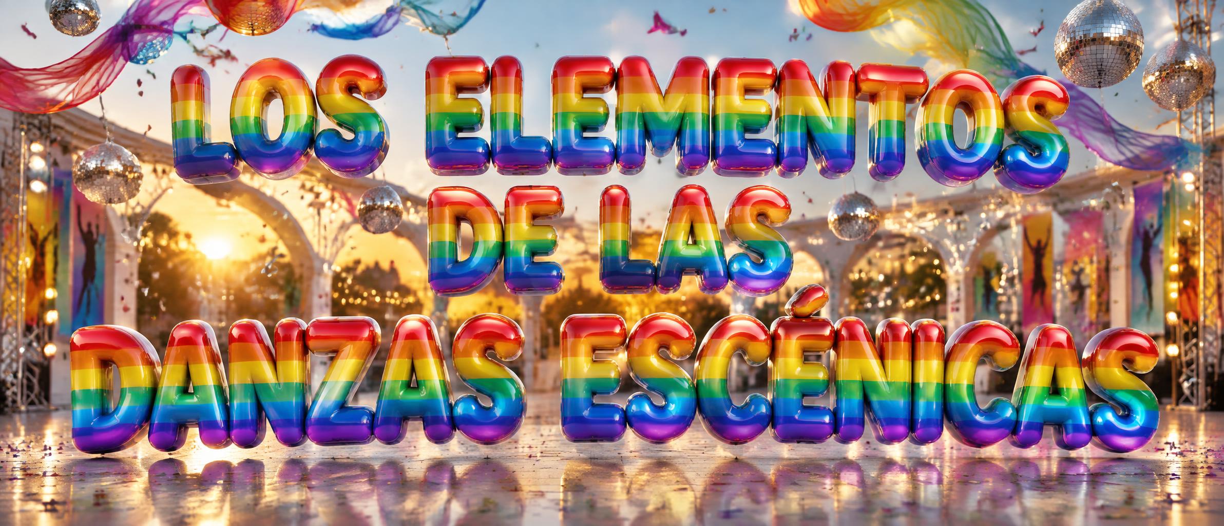 "LOS ELEMENTOS DE LAS DANZAS ESCÉNICAS" — Rainbow | AI Text Effect Generator