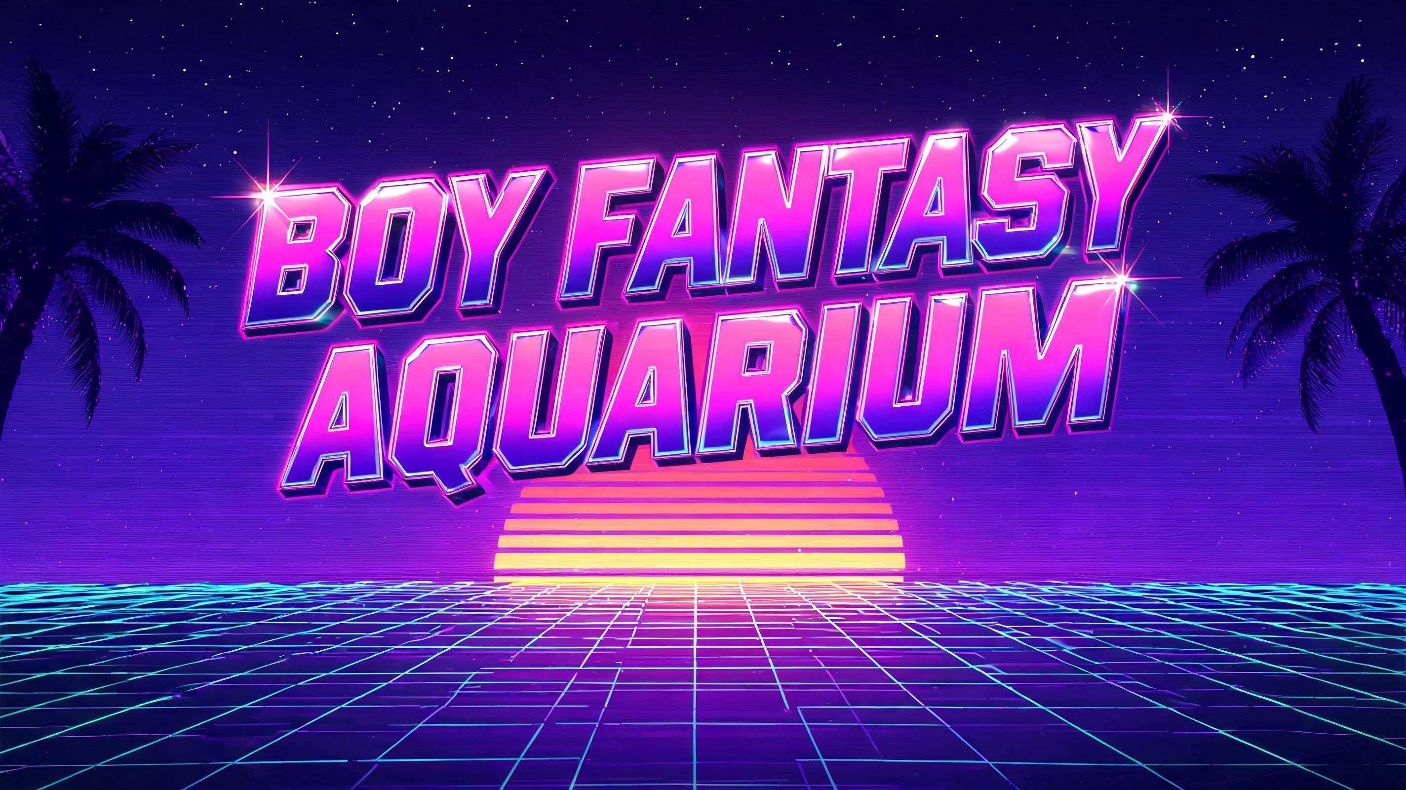"BOY FANTASY AQUARIUM" — Cyberpunk Synthwave text effect