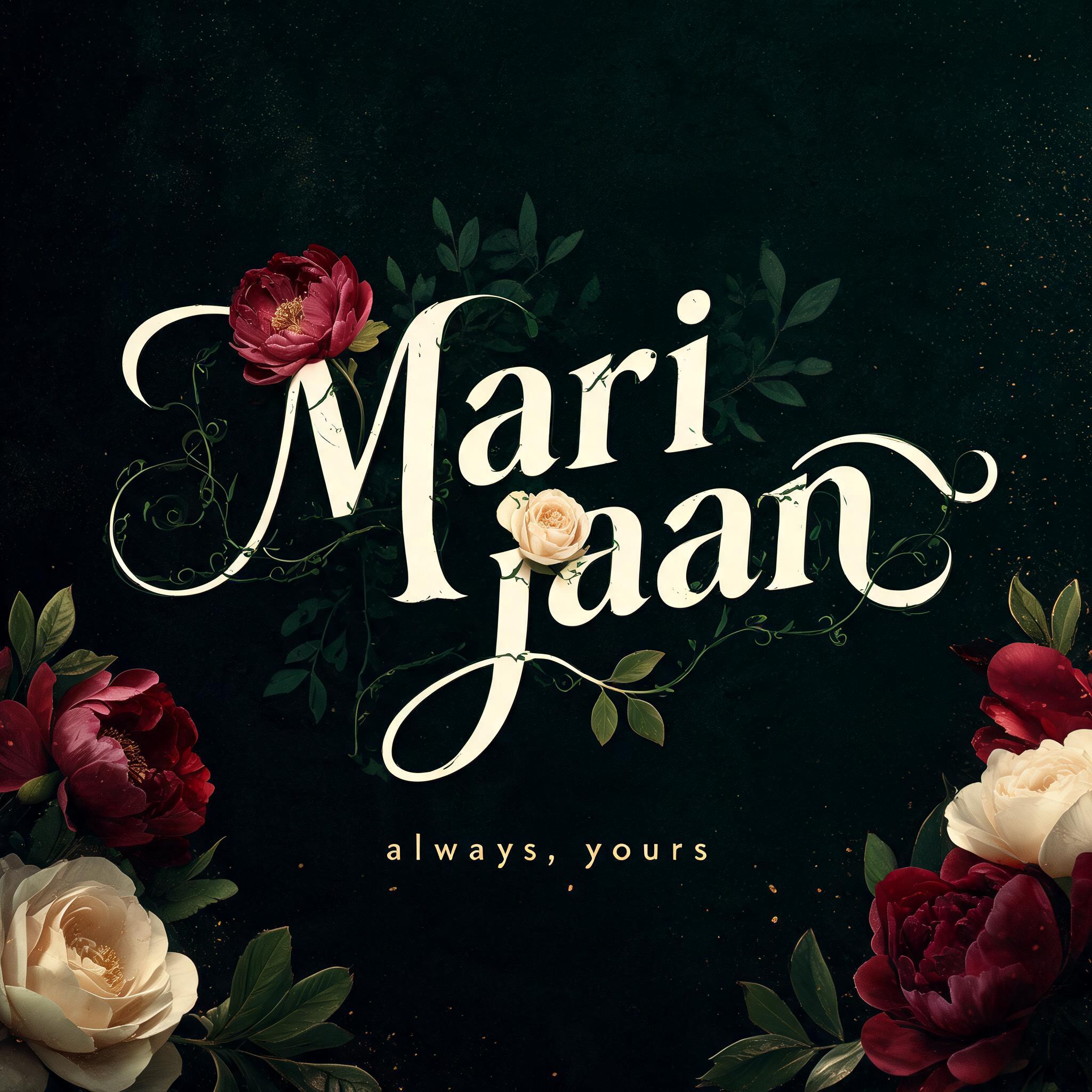 "Mari jaan" — Floral | AI Text Effect Generator
