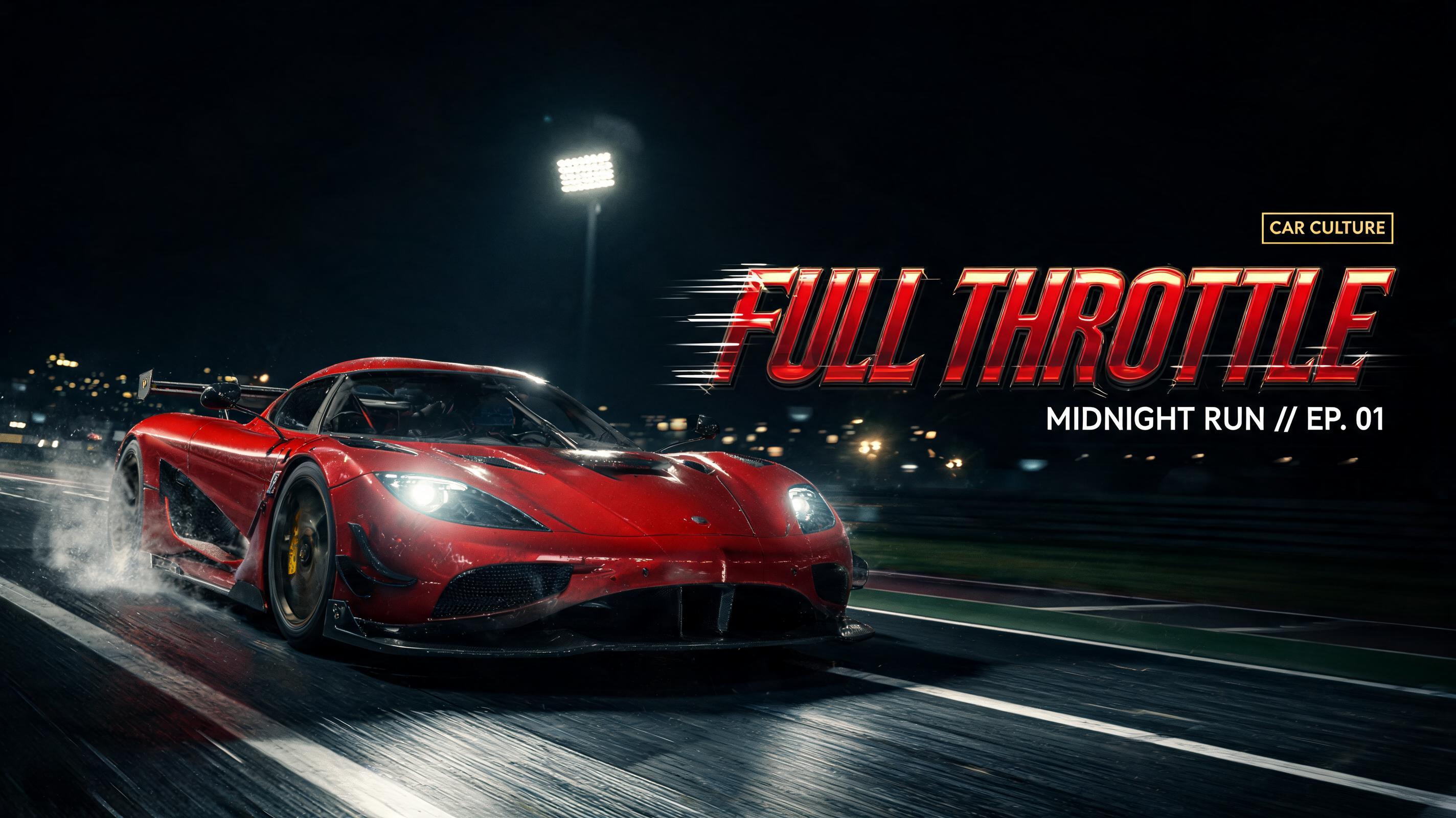 "Design a YouTube thumbnail for my car channel Full Throttle" — Racing | AI Text Effect Generator