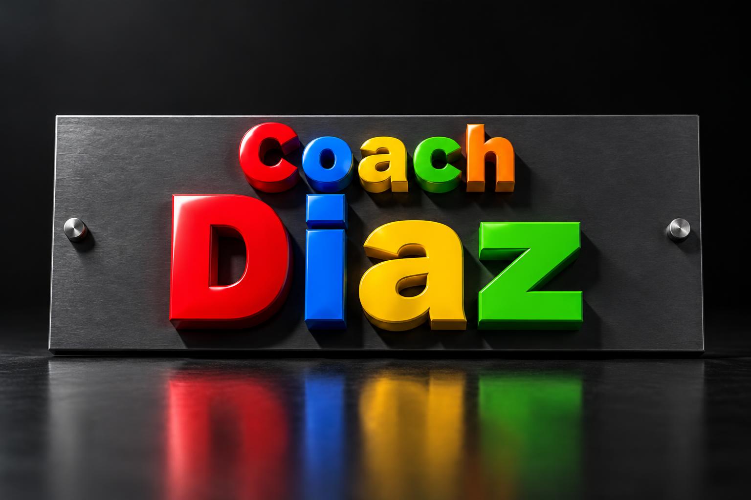 "Diaz
Coach" — 3d Bold | AI Text Effect Generator