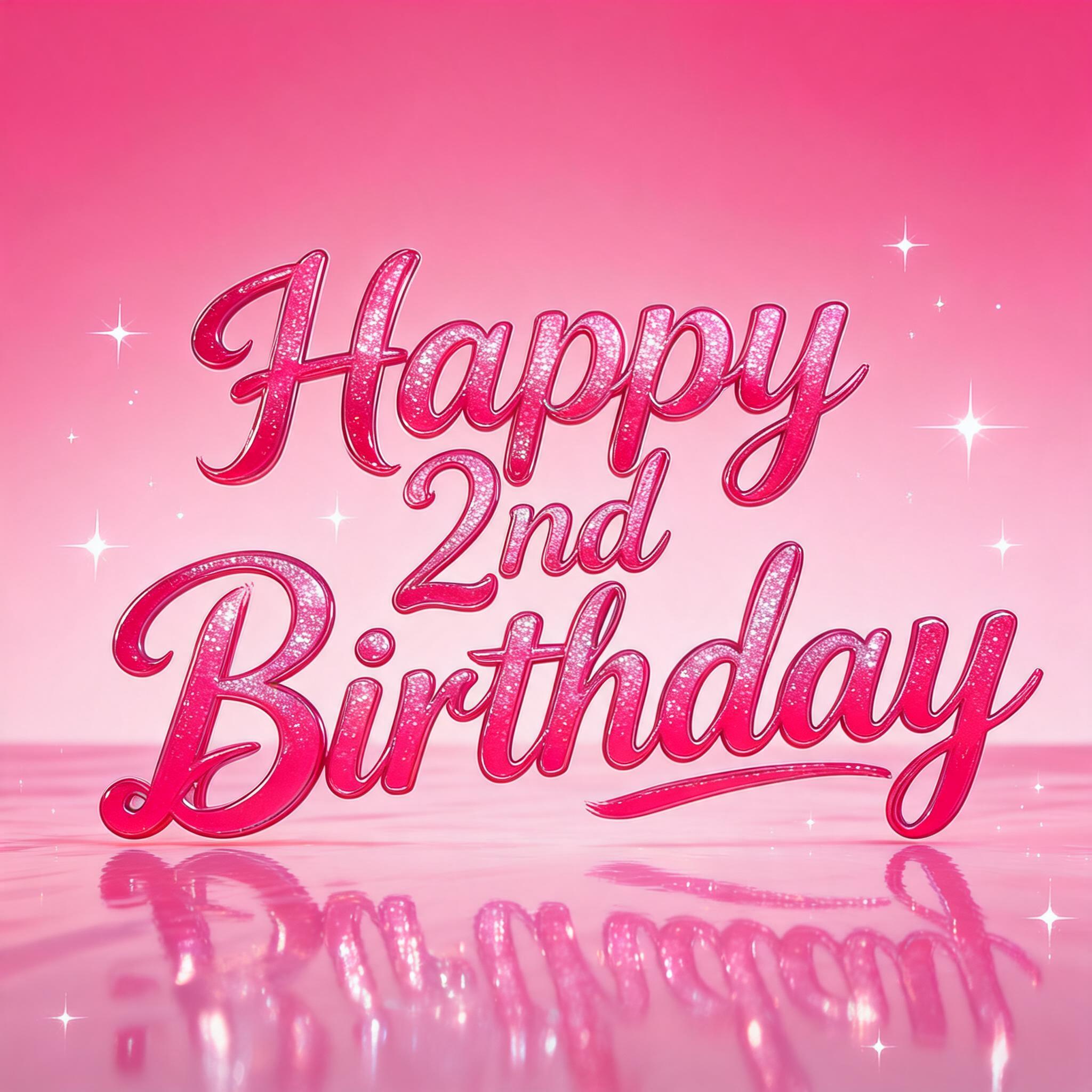 "Happy 2nd Birthday" — Barbie text effect