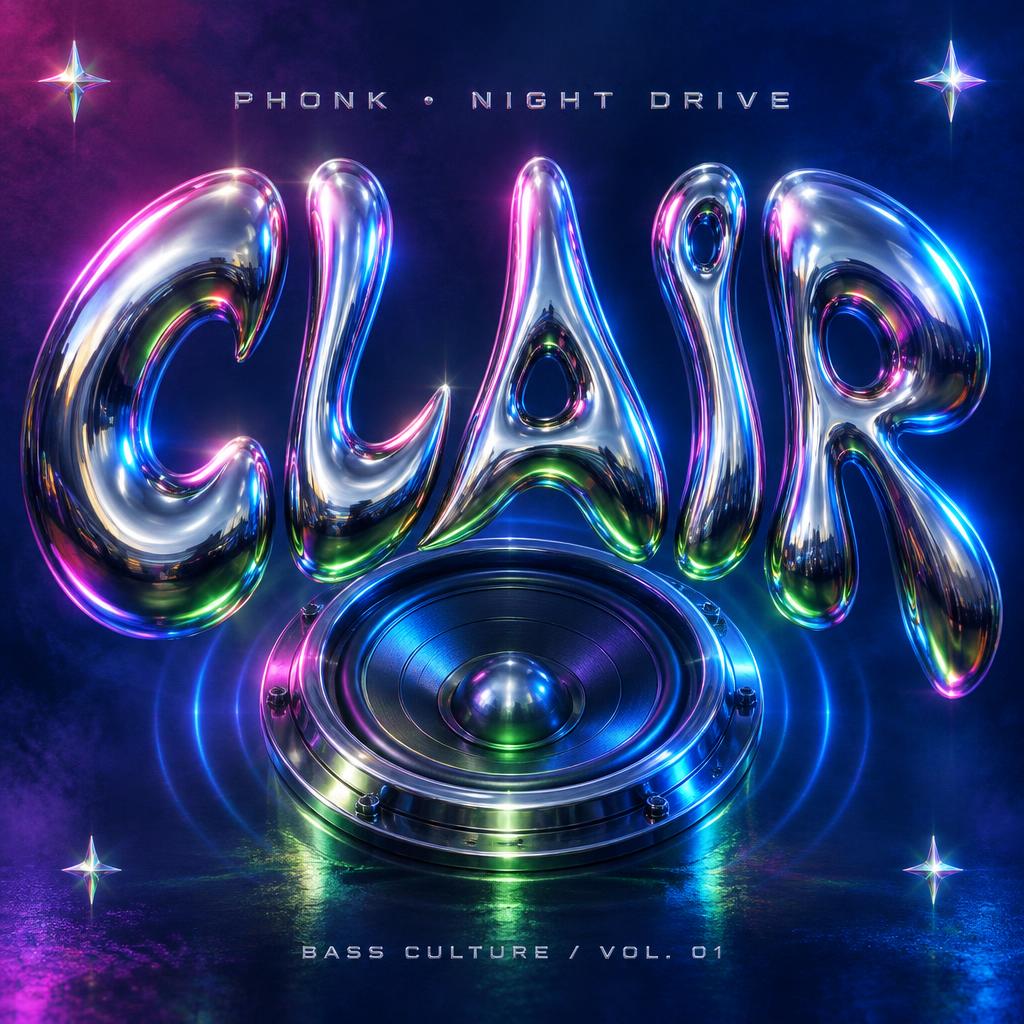 "CLAIR
PHONK • NIGHT DRIVE
BASS CULTURE / VOL. 01" — Y2k | AI Text Effect Generator