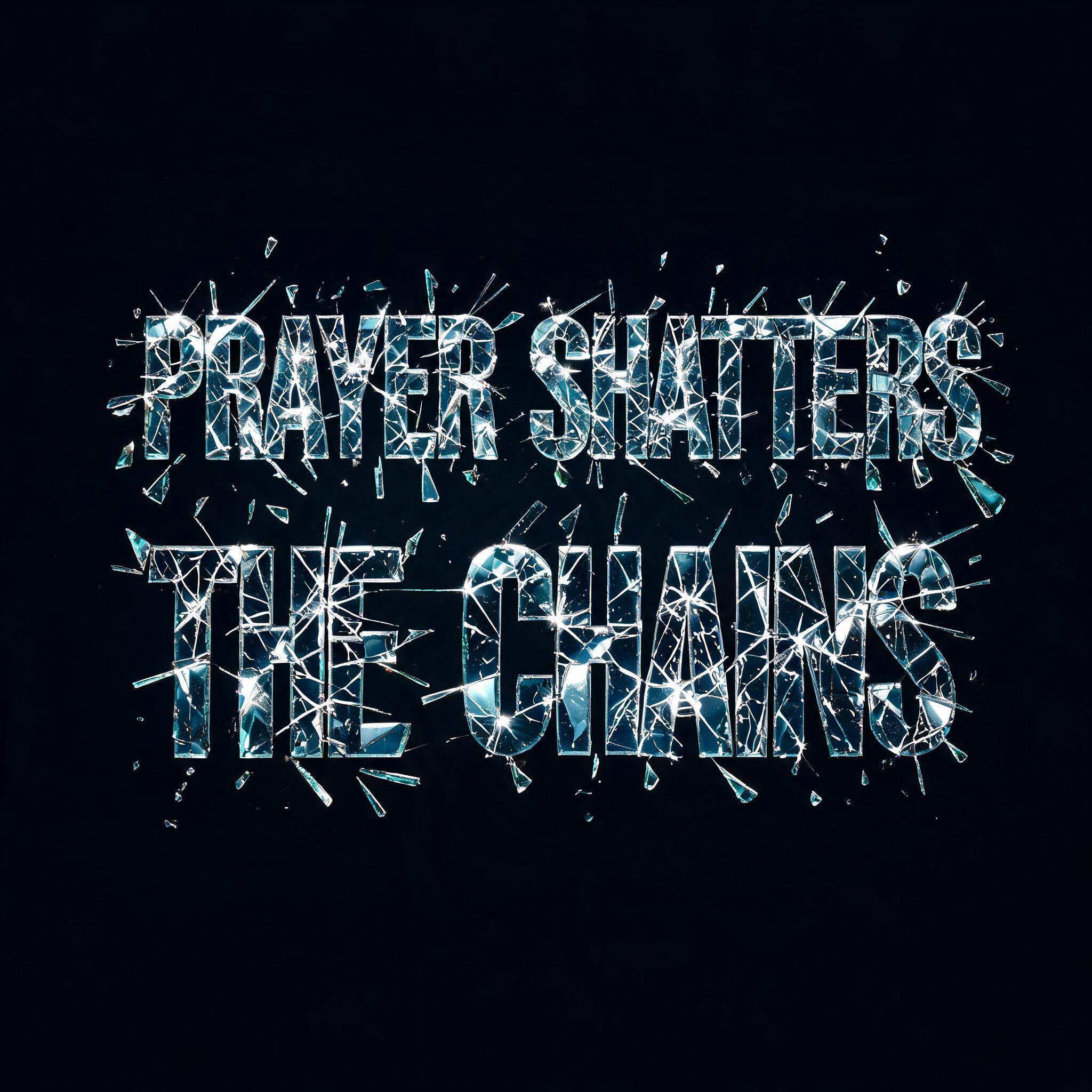 "PRAYER SHATTERS
THE CHAINS" — Glass Broken | AI Text Effect Generator