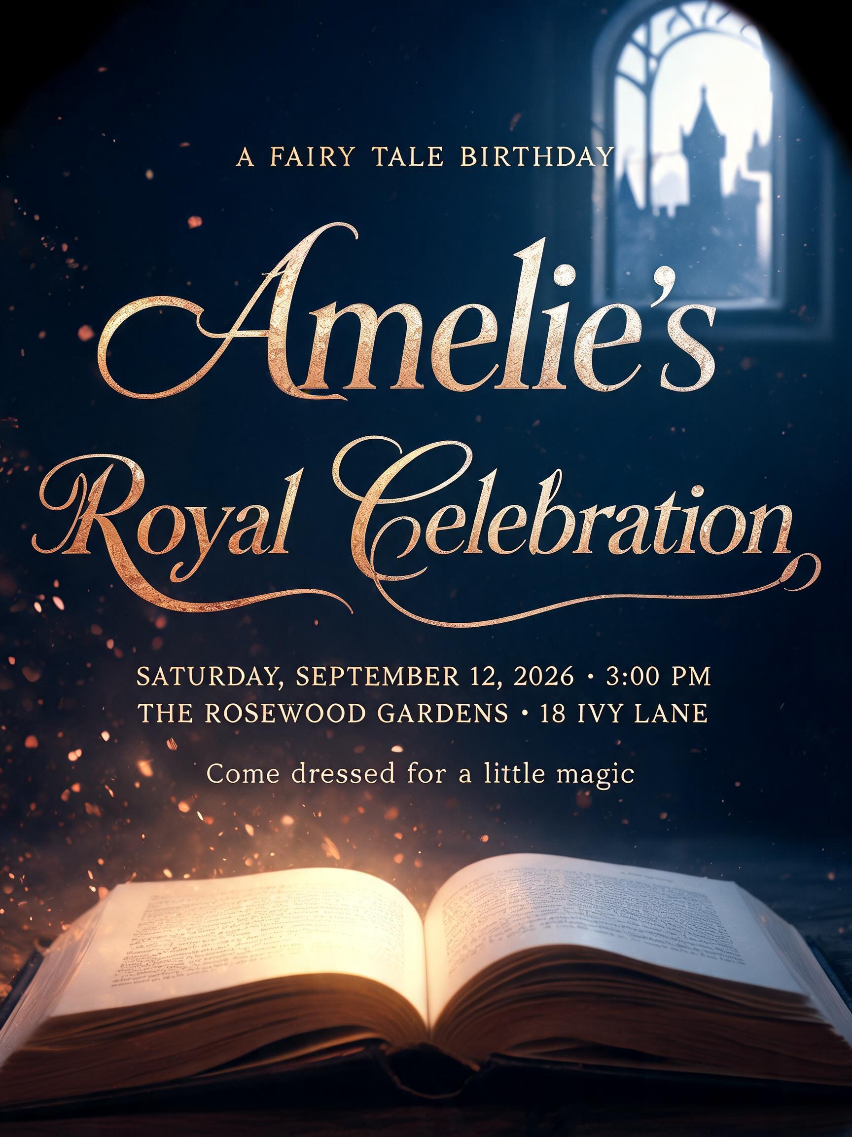 "I need princess lettering for Amelie's fairy tale birthday" — Fairy Tale | AI Text Effect Generator