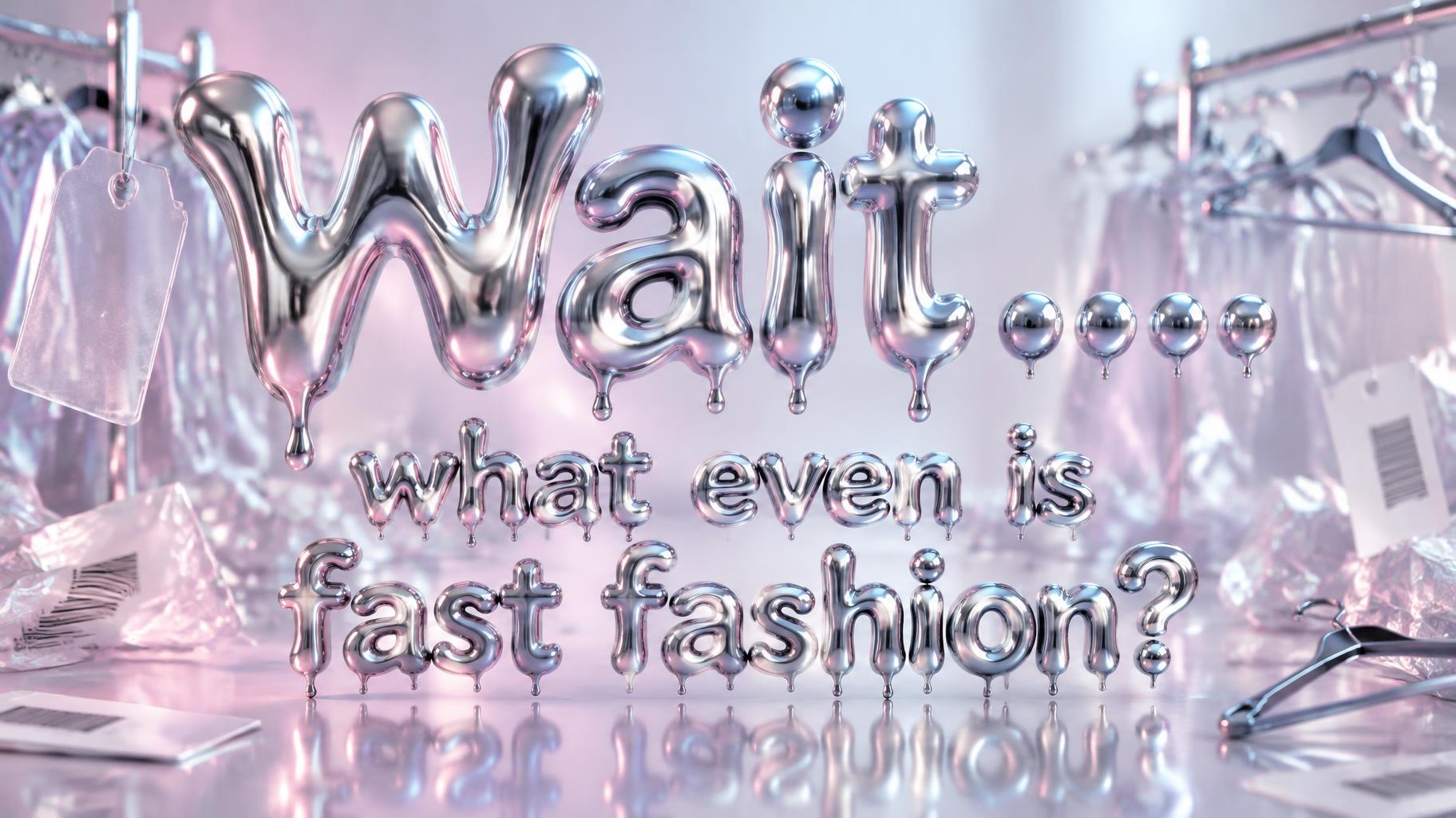 "Wait .... what even is fast fashion?" — Y2k Liquid text effect