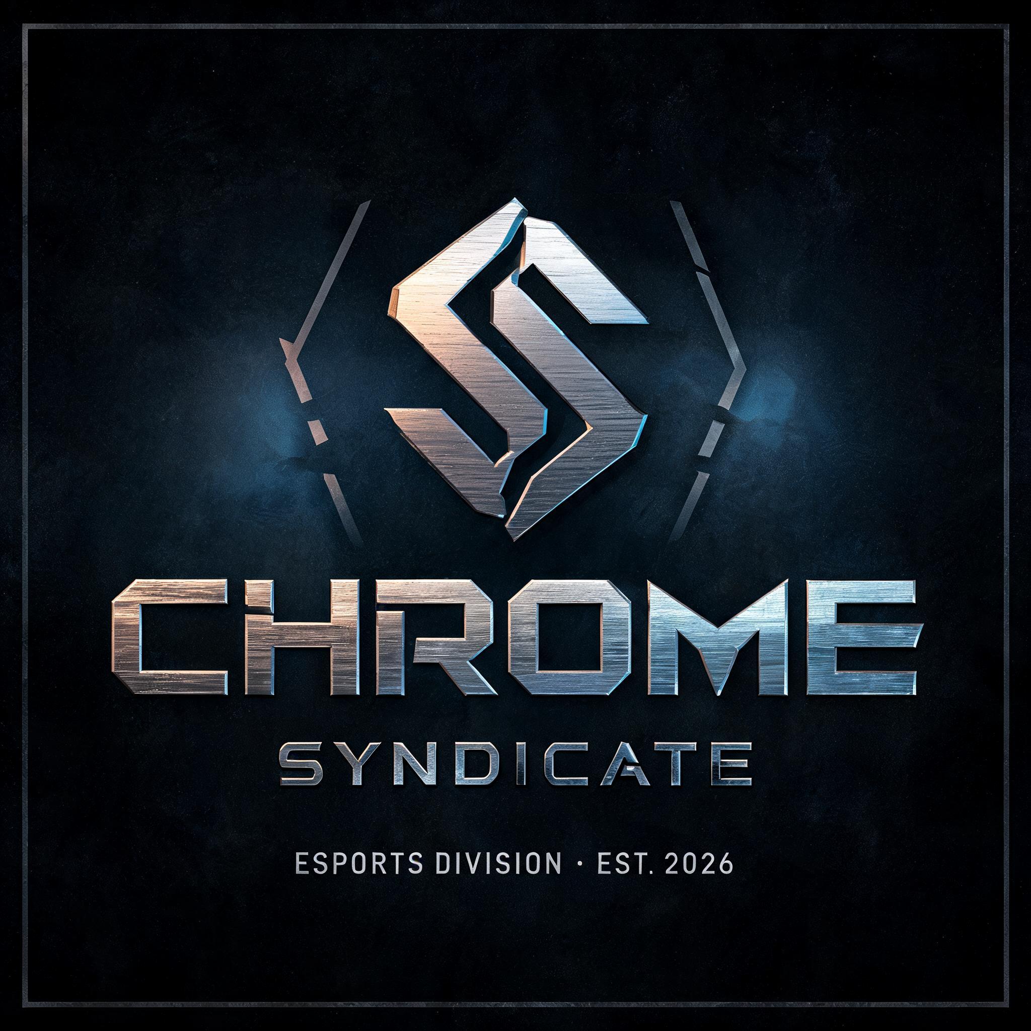 "Design an esports team logo for Chrome Syndicate" — Metallic | AI Text Effect Generator