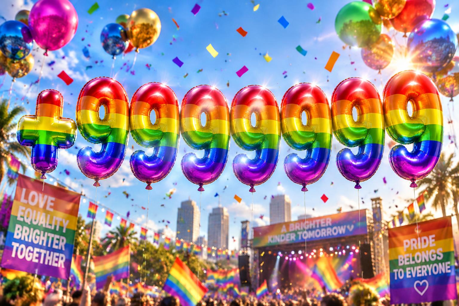 "+9999999" — Rainbow | AI Text Effect Generator