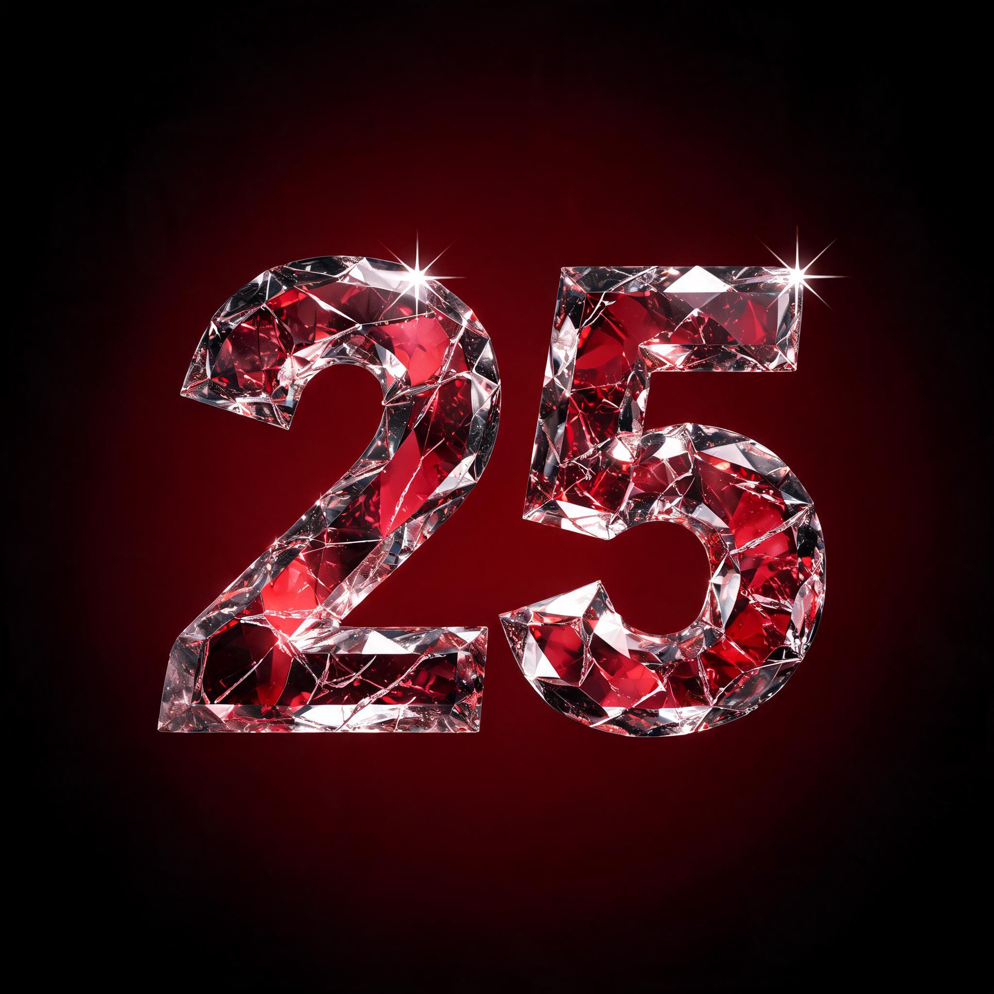 "25" — Glass Crystal | AI Text Effect Generator