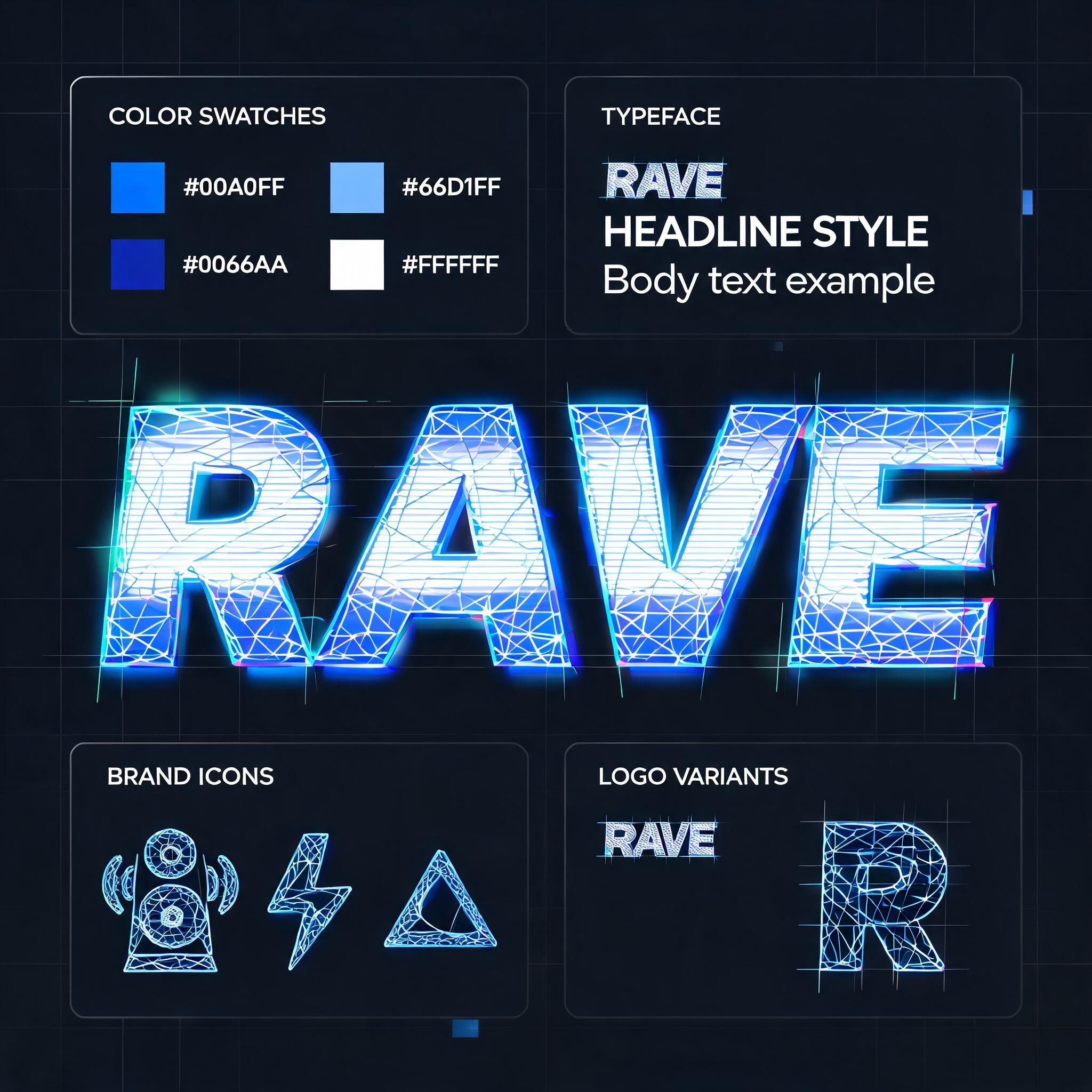 "RAVE" — Futuristic text effect