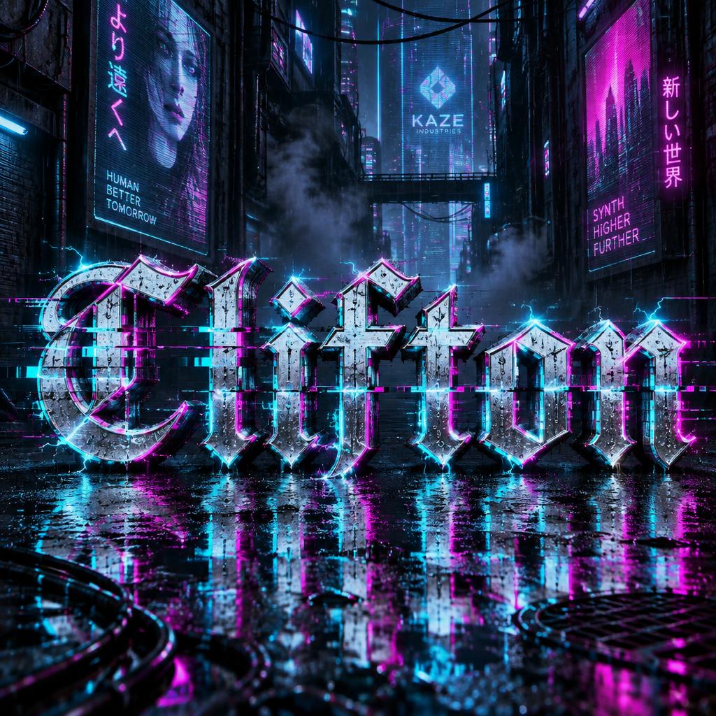 "ℭ𝔩𝔦𝔣𝔱𝔬𝔫" — Cyberpunk | AI Text Effect Generator