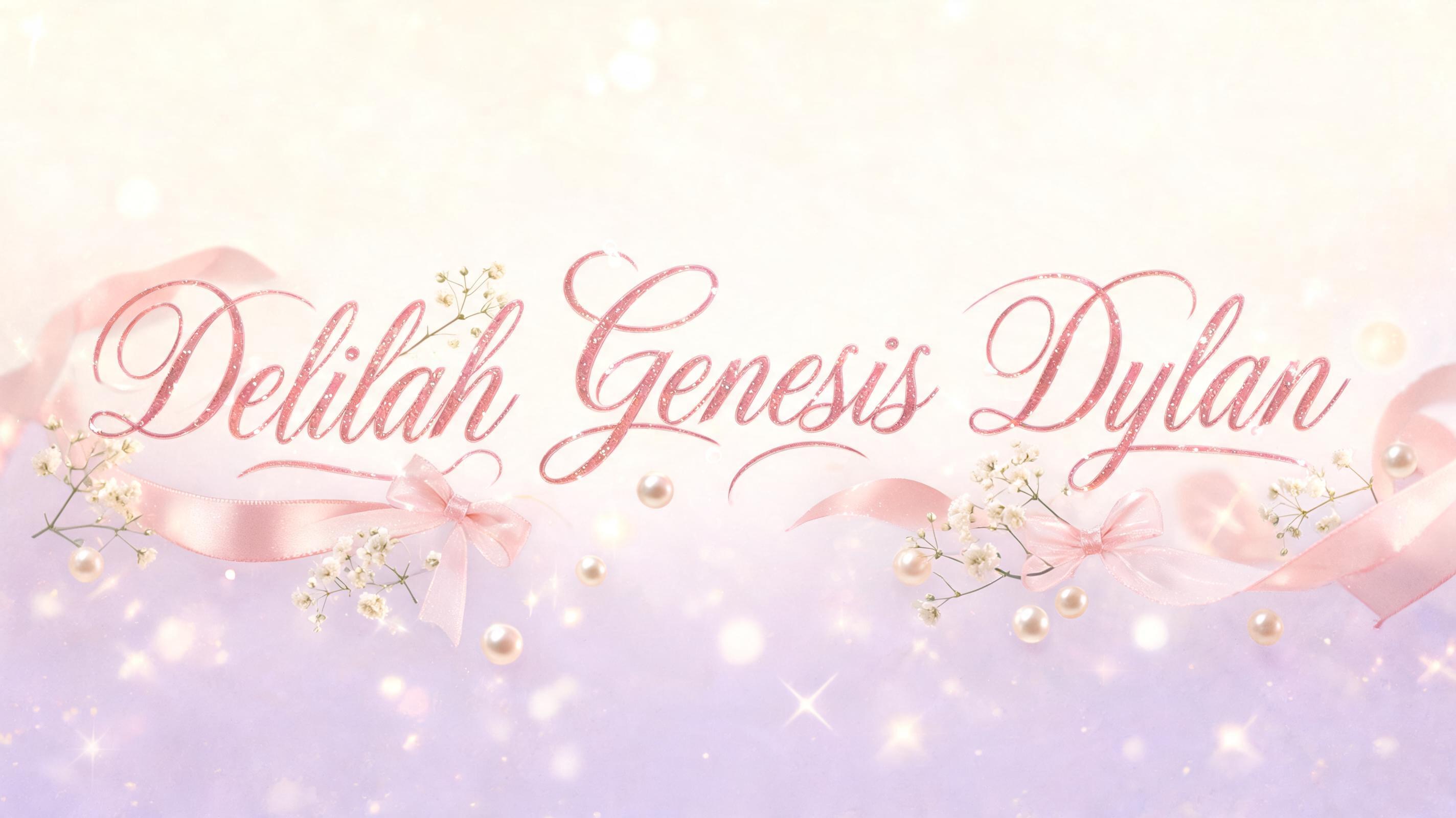 "Delilah  Genesis  Dylan" — Cursive Aesthetic | AI Text Effect Generator