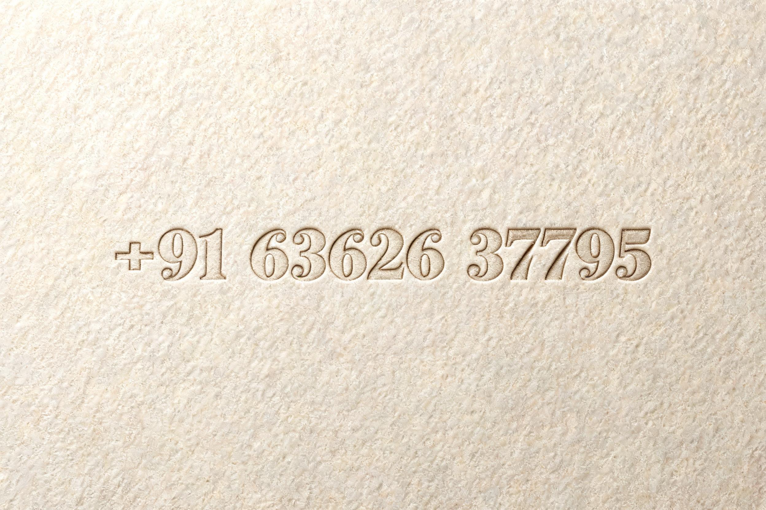 "+91 63626 37795" — Emboss | AI Text Effect Generator