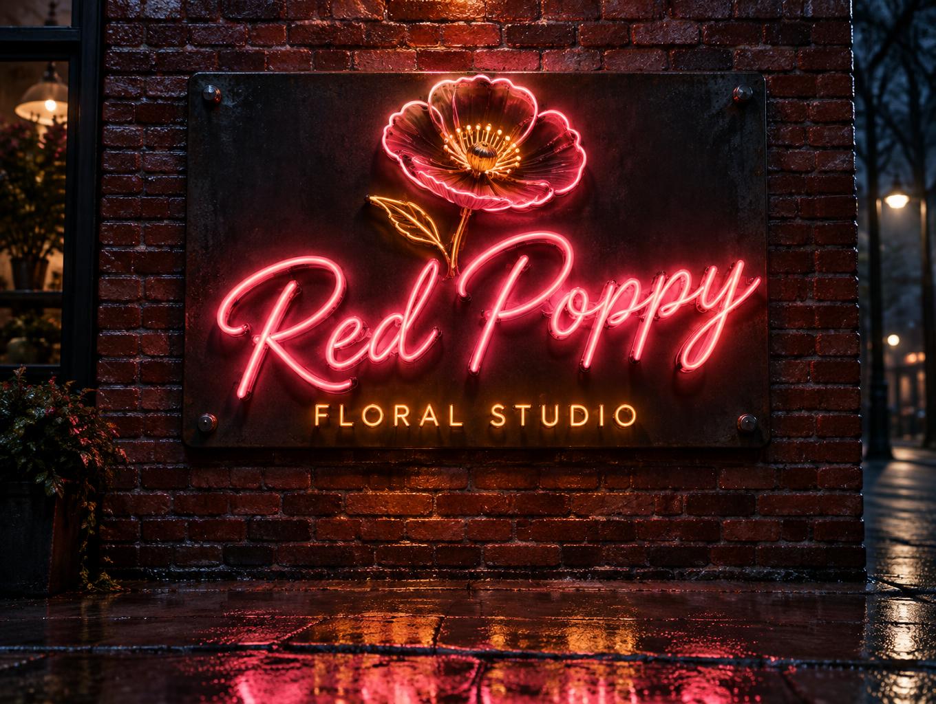 "Red Poppy
FLORAL STUDIO" — Neon Sign | AI Text Effect Generator