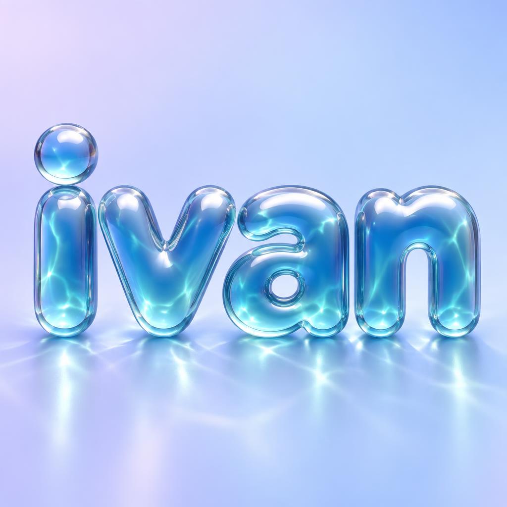 "ivan" — Glass Liquid | AI Text Effect Generator