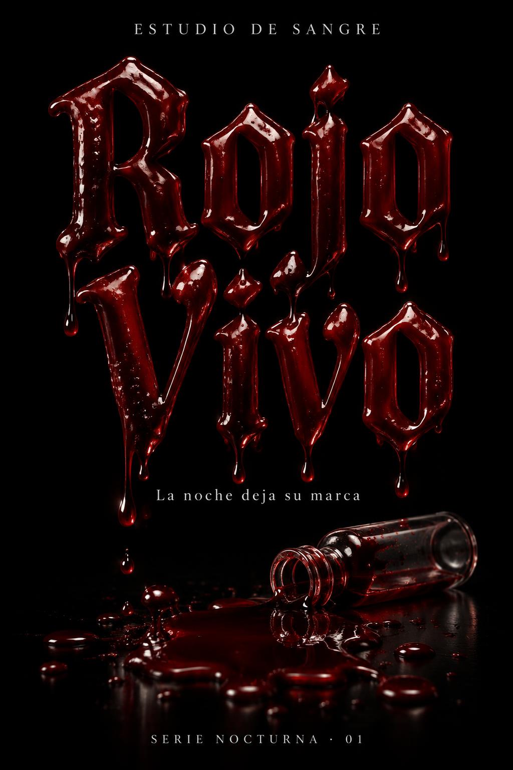"Rojo Vivo
ESTUDIO DE SANGRE
La noche deja su marca
SERIE NOCTURNA · 01" — Drip Font Blood | AI Text Effect Generator
