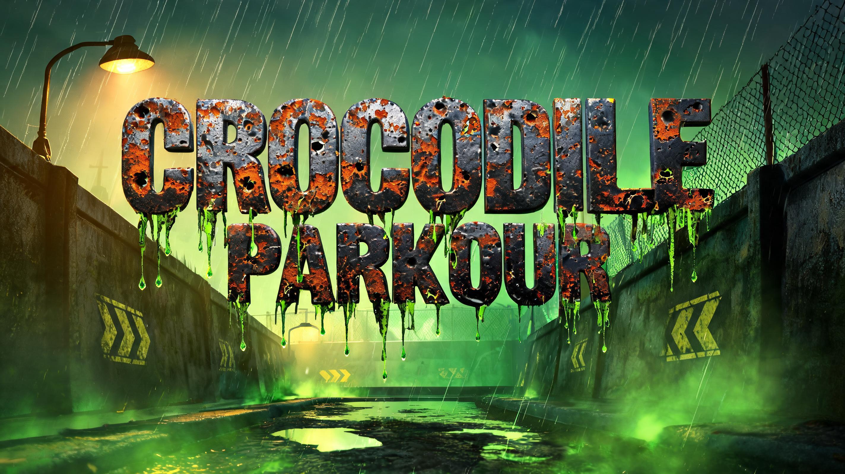 "CROCODILE PARKOUR
" — Cyberpunk Acid Rain text effect