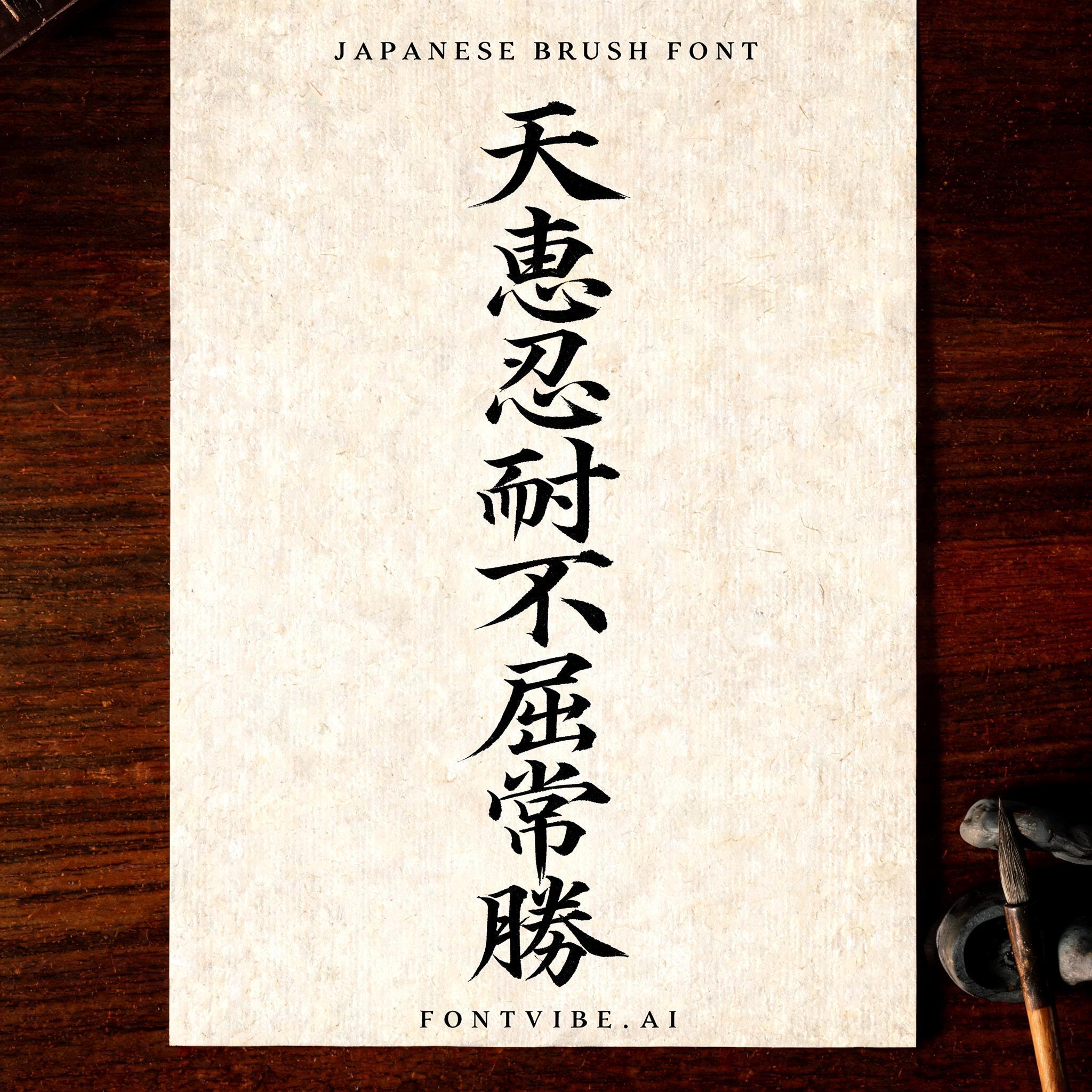 "天
恵
忍
耐
不
屈
常
勝" — Brush Japanese Ink | AI Text Effect Generator
