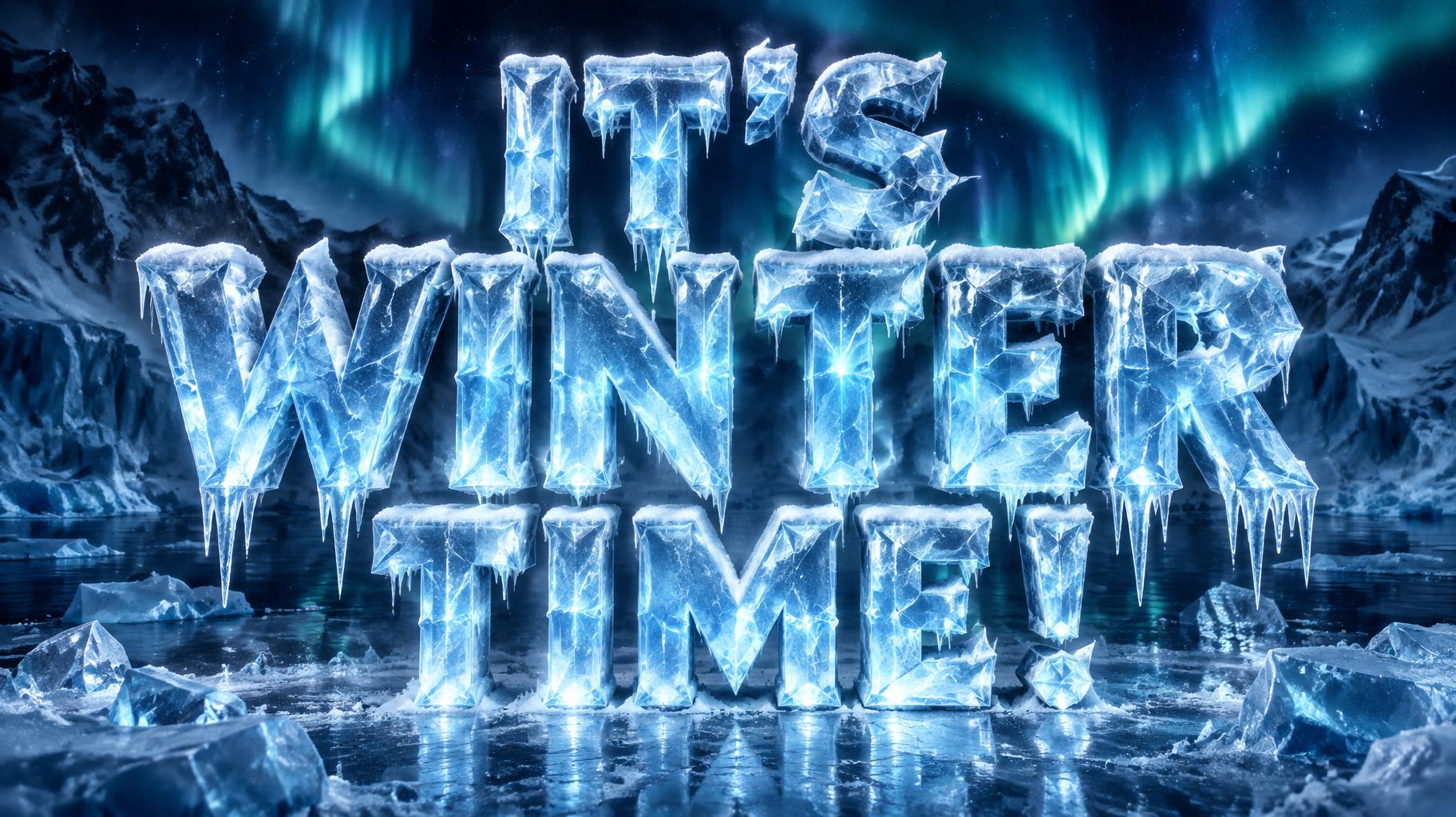 "IT'S WINTER TIME!" — Glass Frozen | AI Text Effect Generator