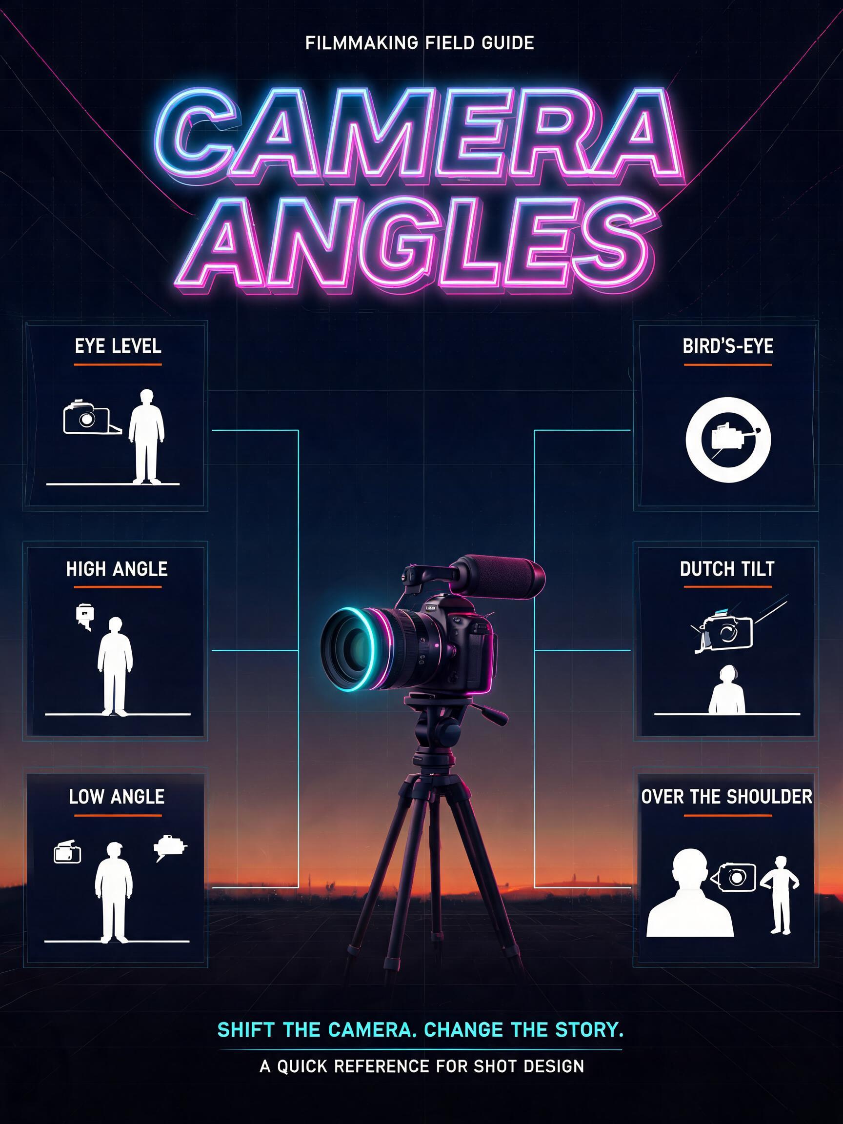 "Camera angles" — 3d Bold Neon text effect