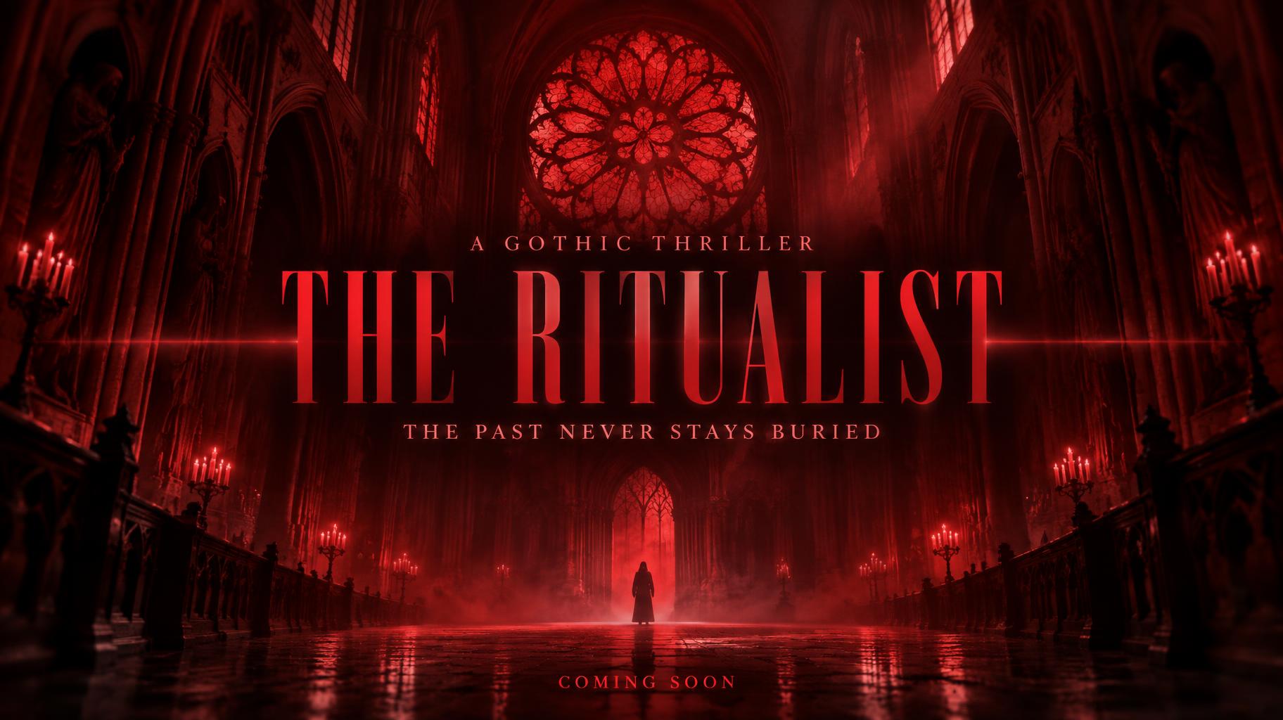 "THE RITUALIST
A GOTHIC THRILLER
THE PAST NEVER STAYS BURIED
COMING SOON" — Cinematic Netflix | AI Text Effect Generator