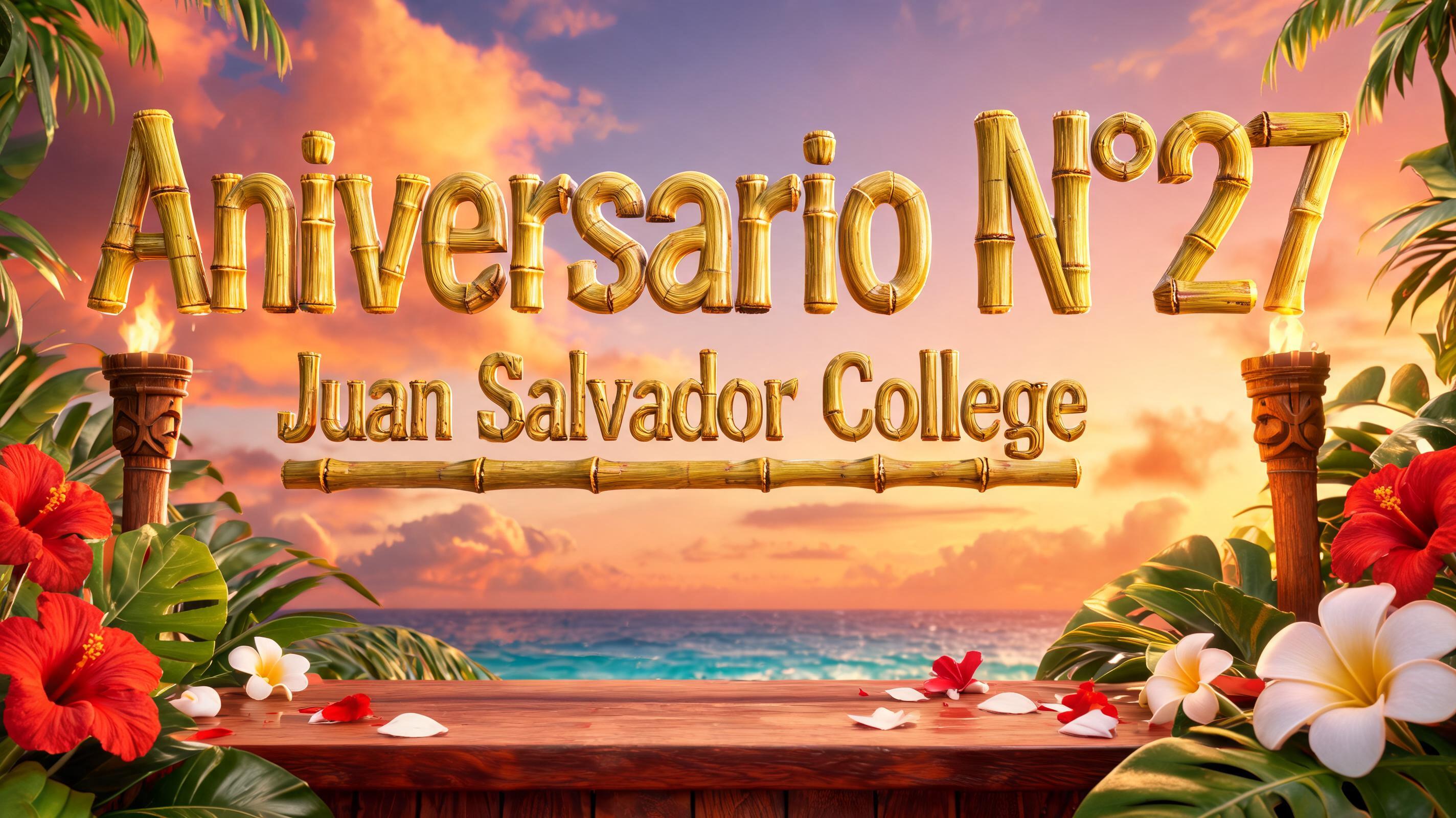 "Aniversario N°27 Juan Salvador College" — Hawaiian | AI Text Effect Generator
