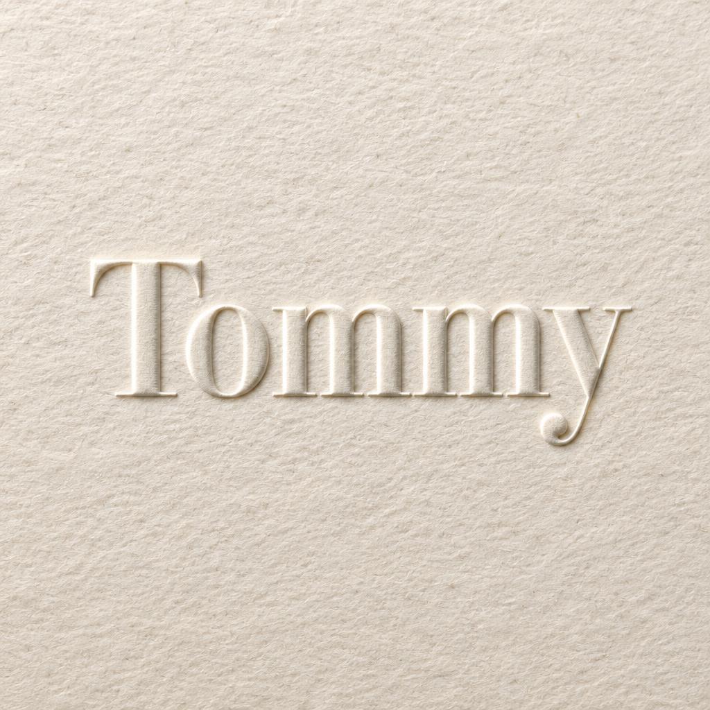 "Tommy" — Emboss | AI Text Effect Generator