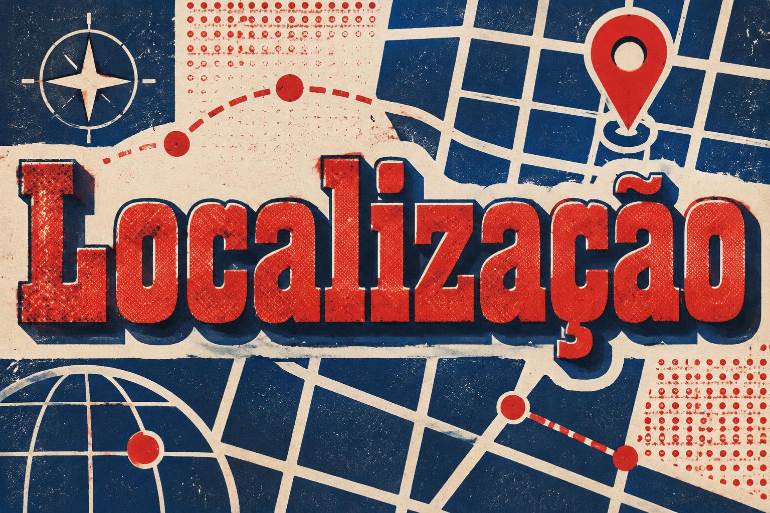 "Localização" — Duotone text effect