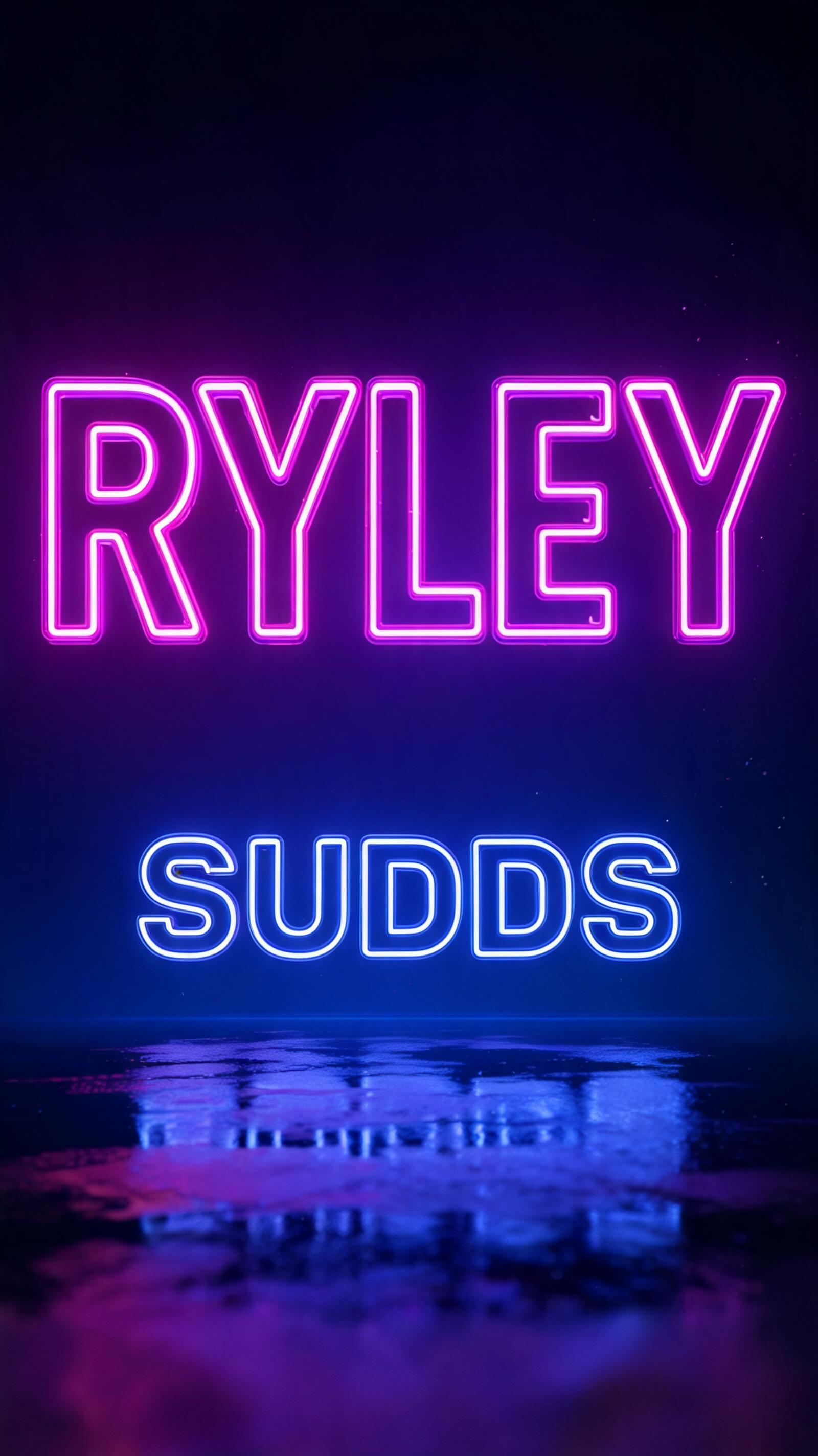 "RYLEY 
SUDDS" — Neon Outline text effect
