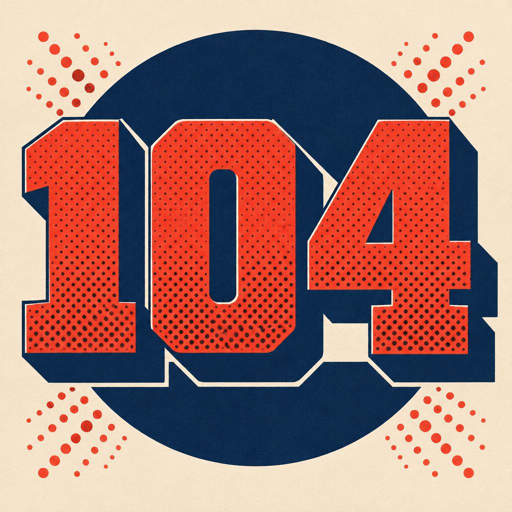 "104" — Duotone text effect